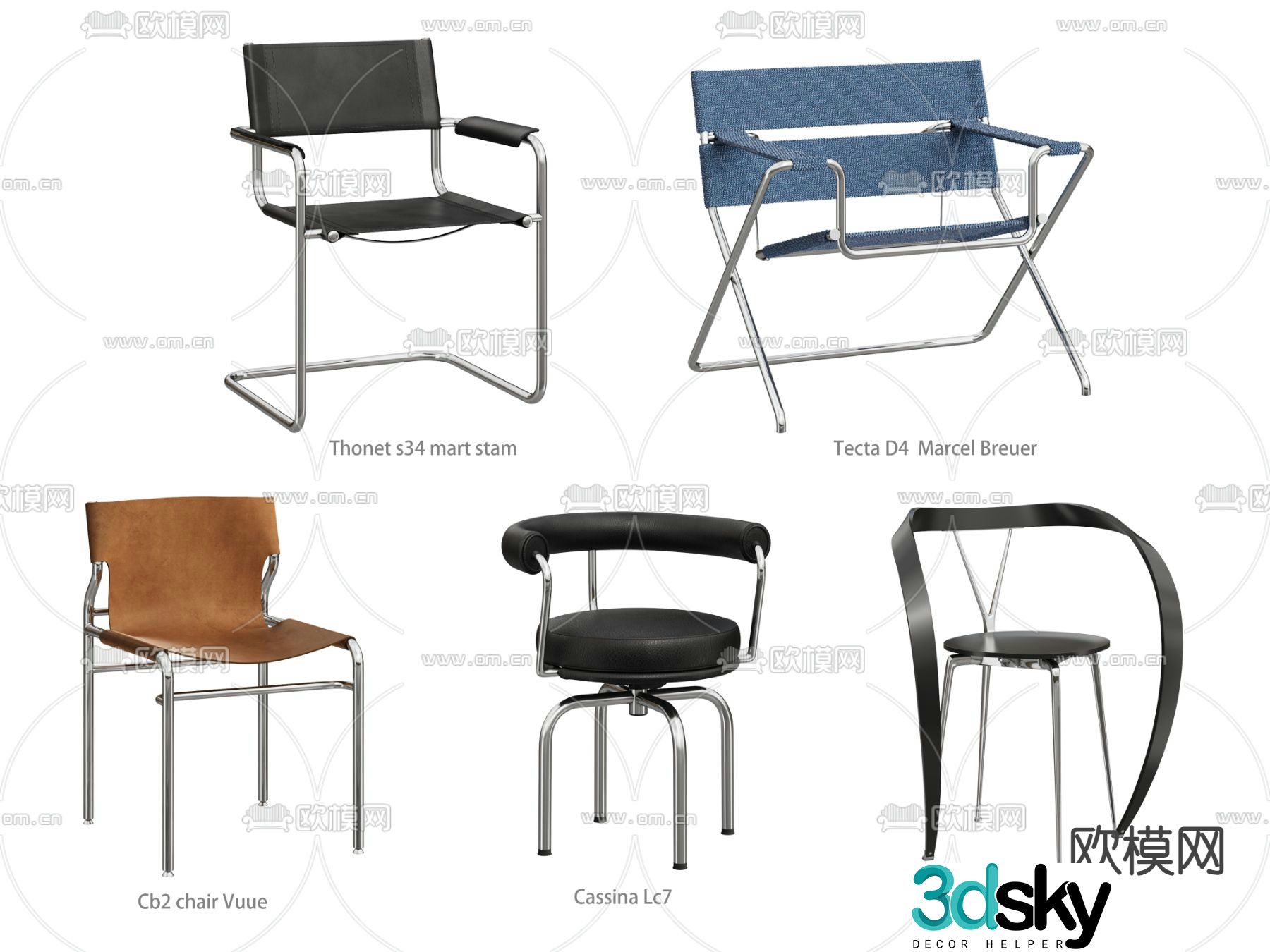 Stainless steel chair single chair sofa chair leisure chair 3d model