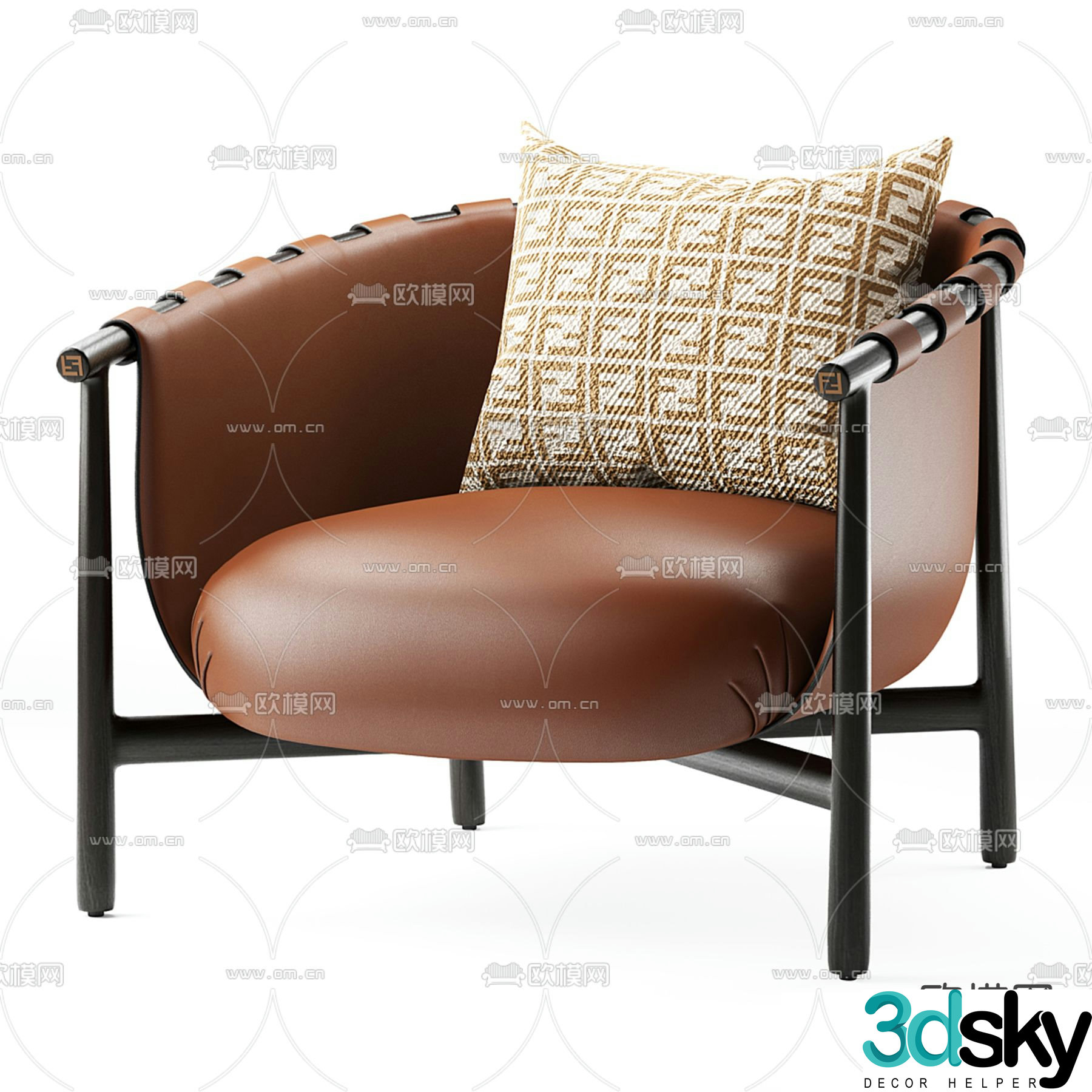 Leisure chair single chair leather chair 3d model