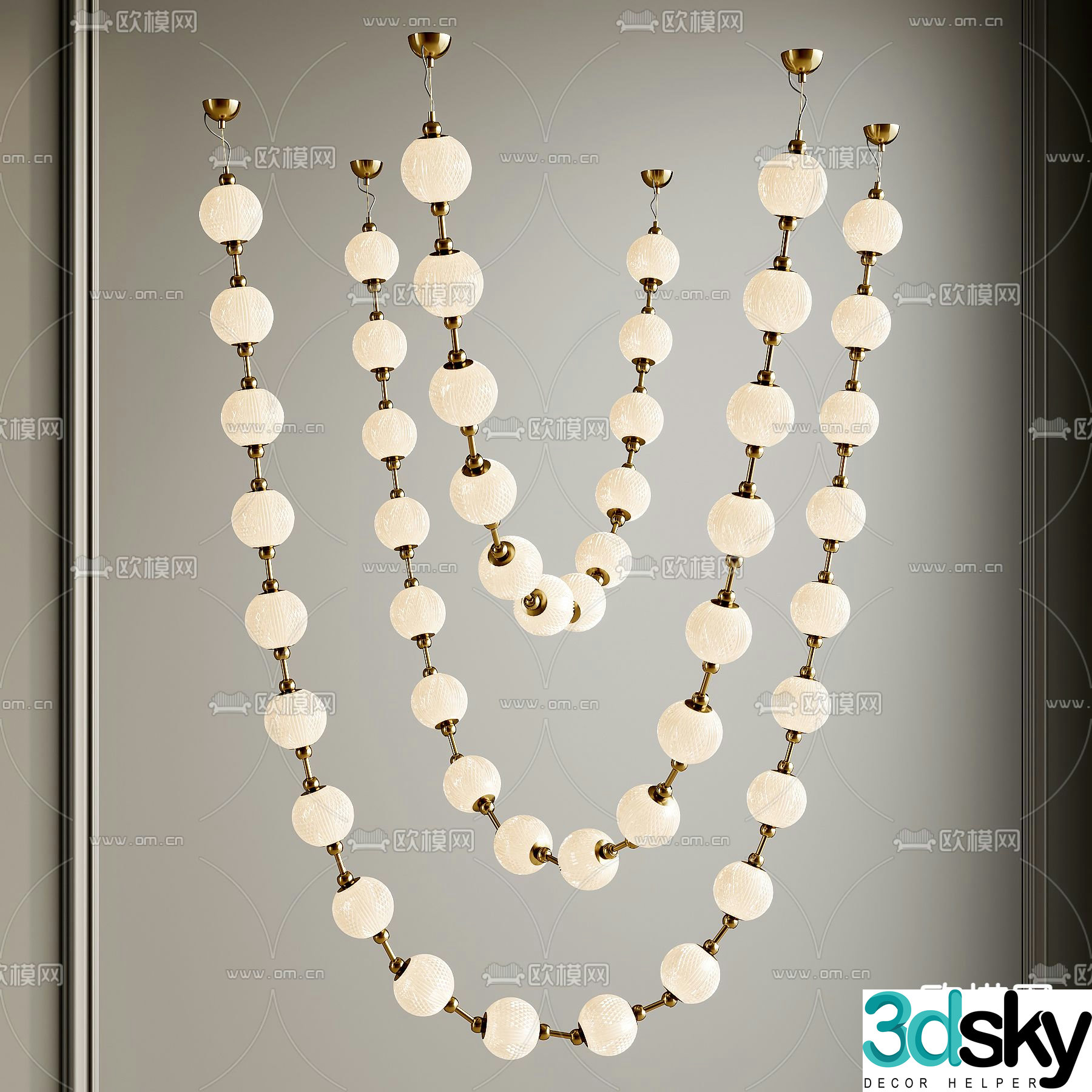 Beaded chandelier lobby chandelier 3d model