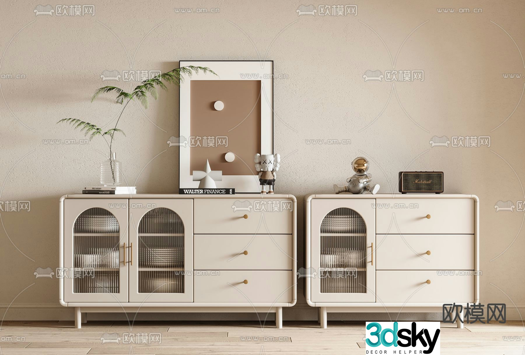 Cream style sideboard 3d model