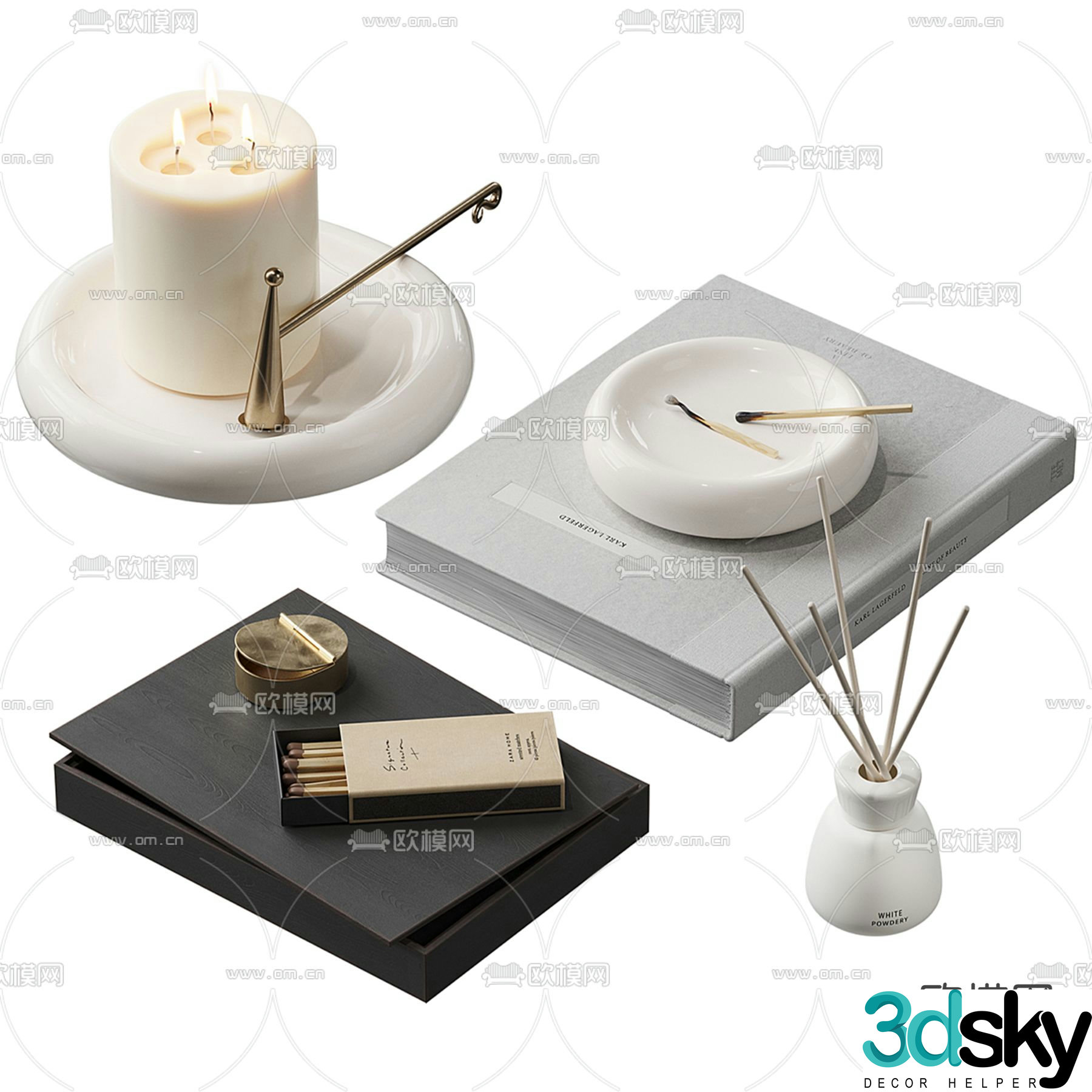 Aromatherapy candles ornaments 3d model