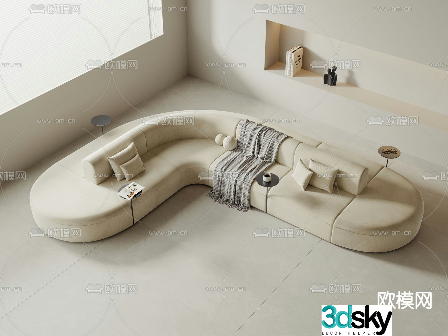 Multi-person sofa corner sofa 3d model