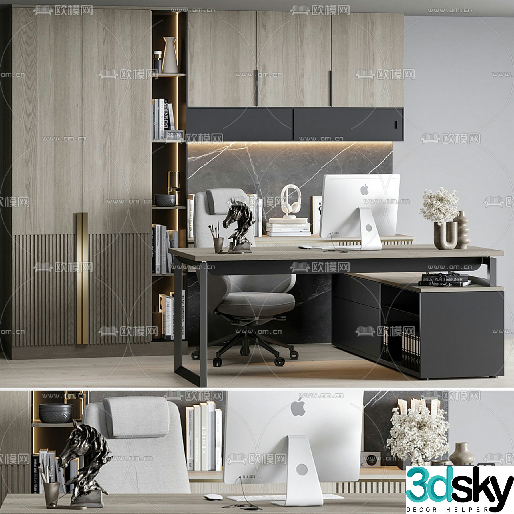 Office desk and chair position workstation 3d model