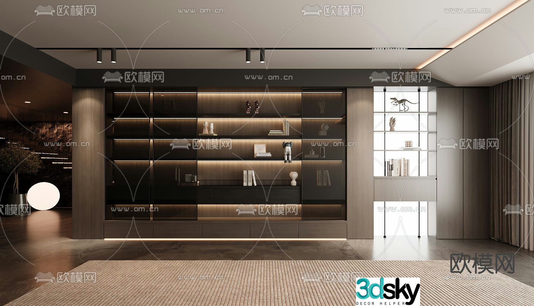 Italian bookcase bookshelf 3d model