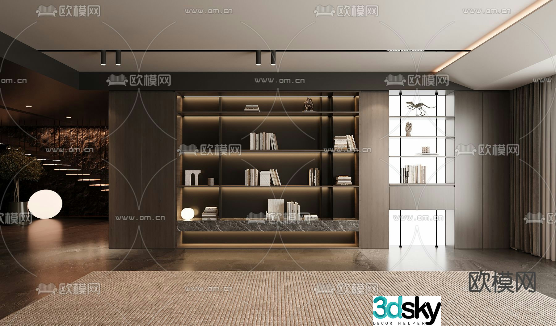 Italian bookcase display cabinet 3d model