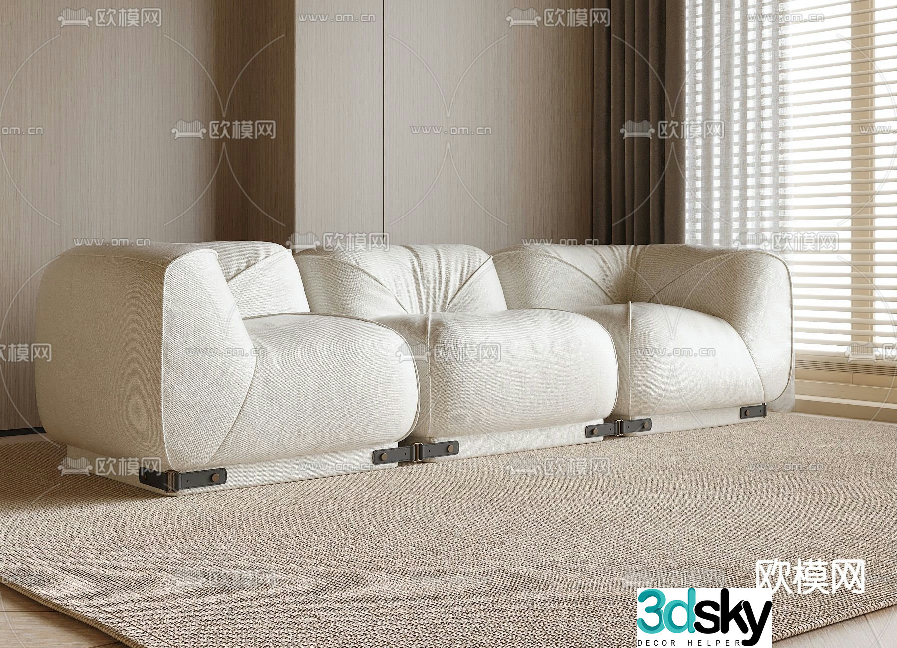 Three-person sofa Multi-person sofa 3d model