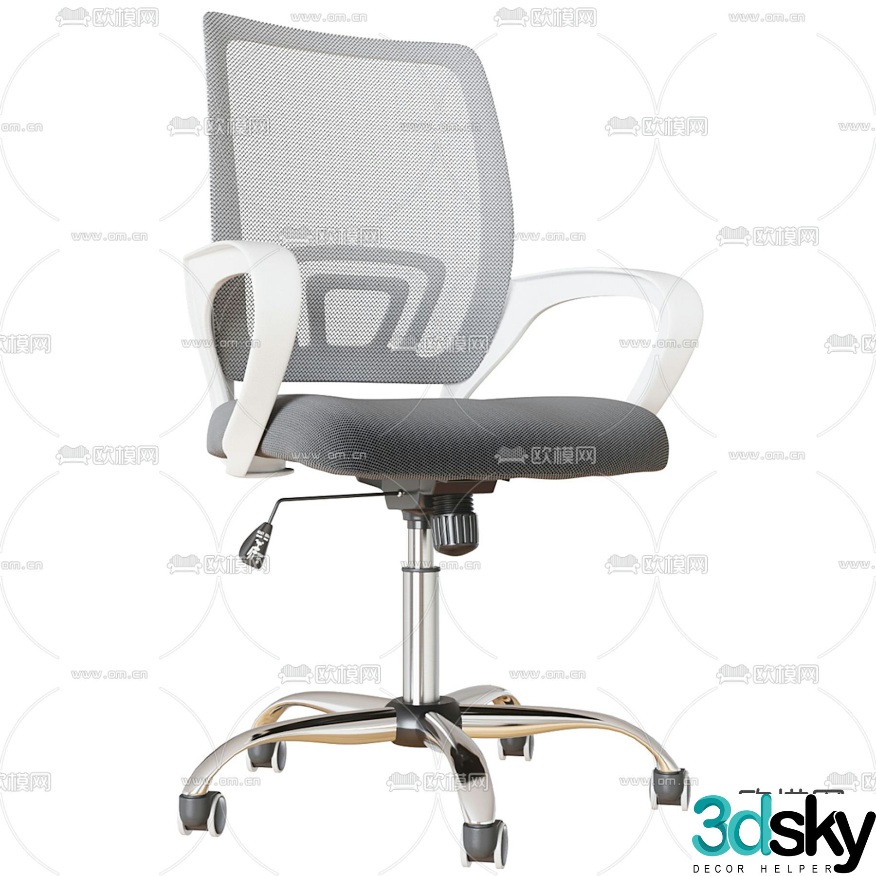 Mid back mesh chair office chair sliding chair 3d model