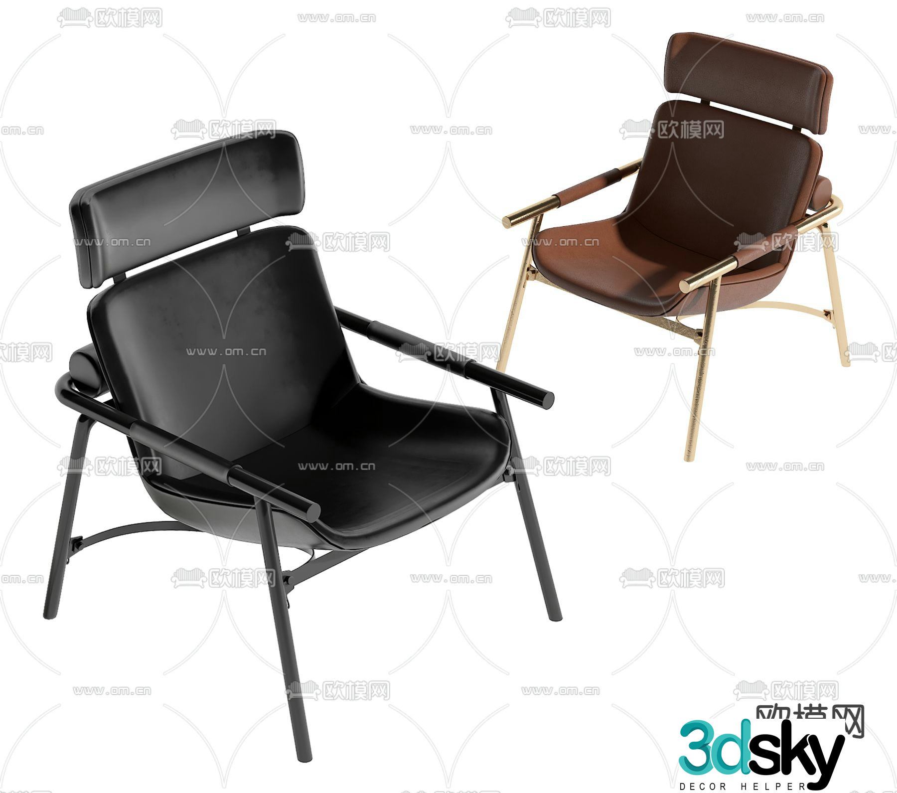Leather chair casual chair 3d model