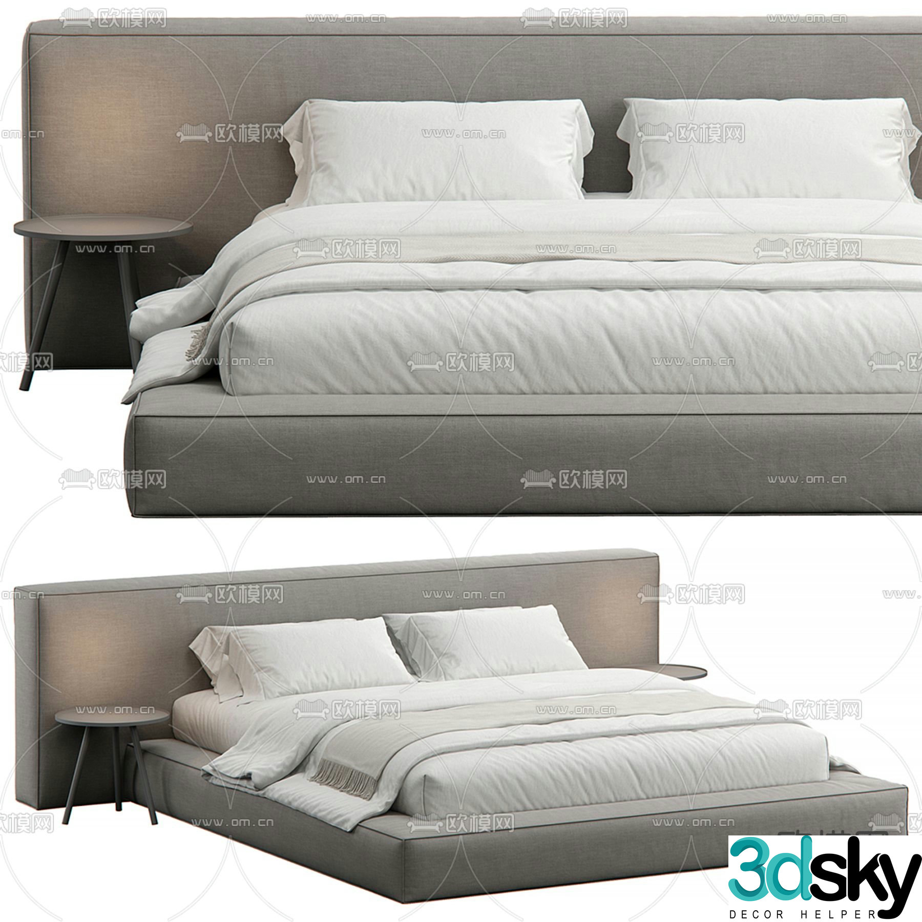 Wabi-sabi double bed 3d model