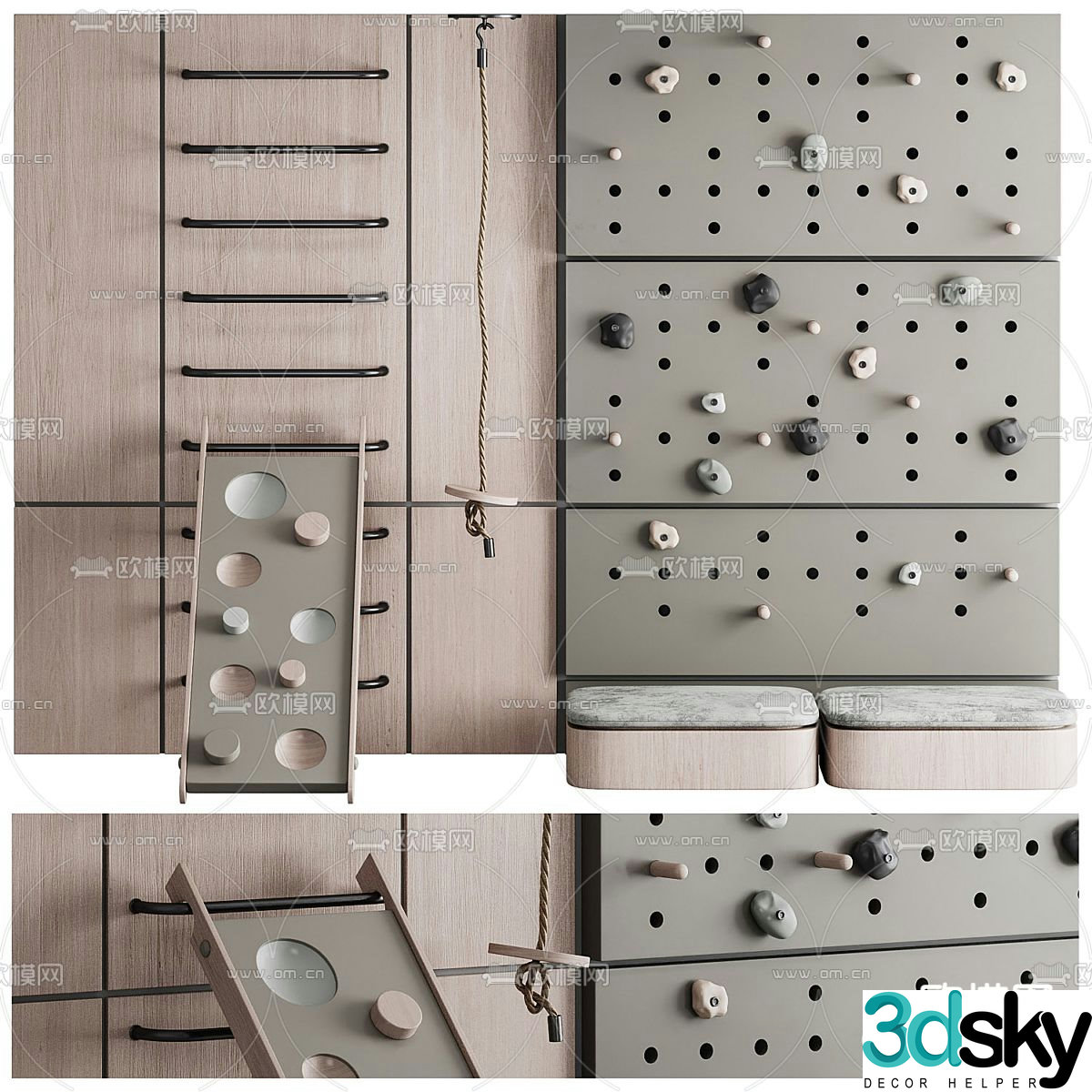 Amusement equipment climbing frame rock climbing 3d model