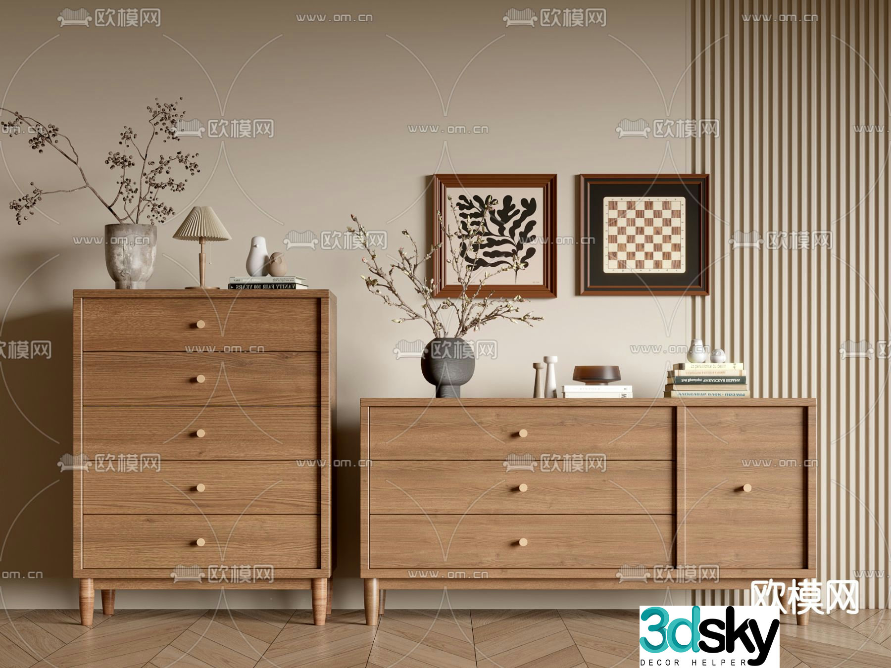 Middle-aged side cabinet porch cabinet 3D model