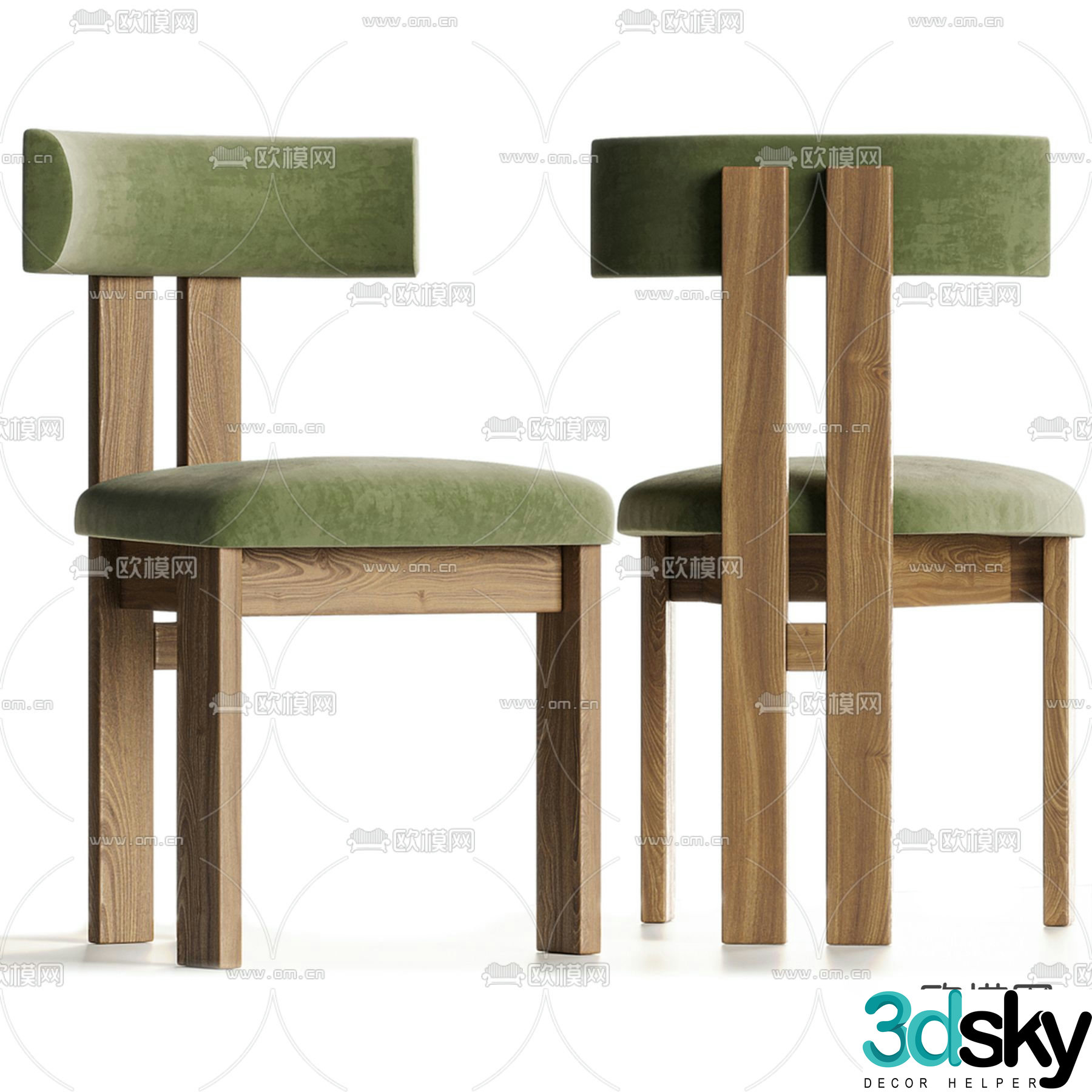 Modern dining chair leisure chair single chair 3d model