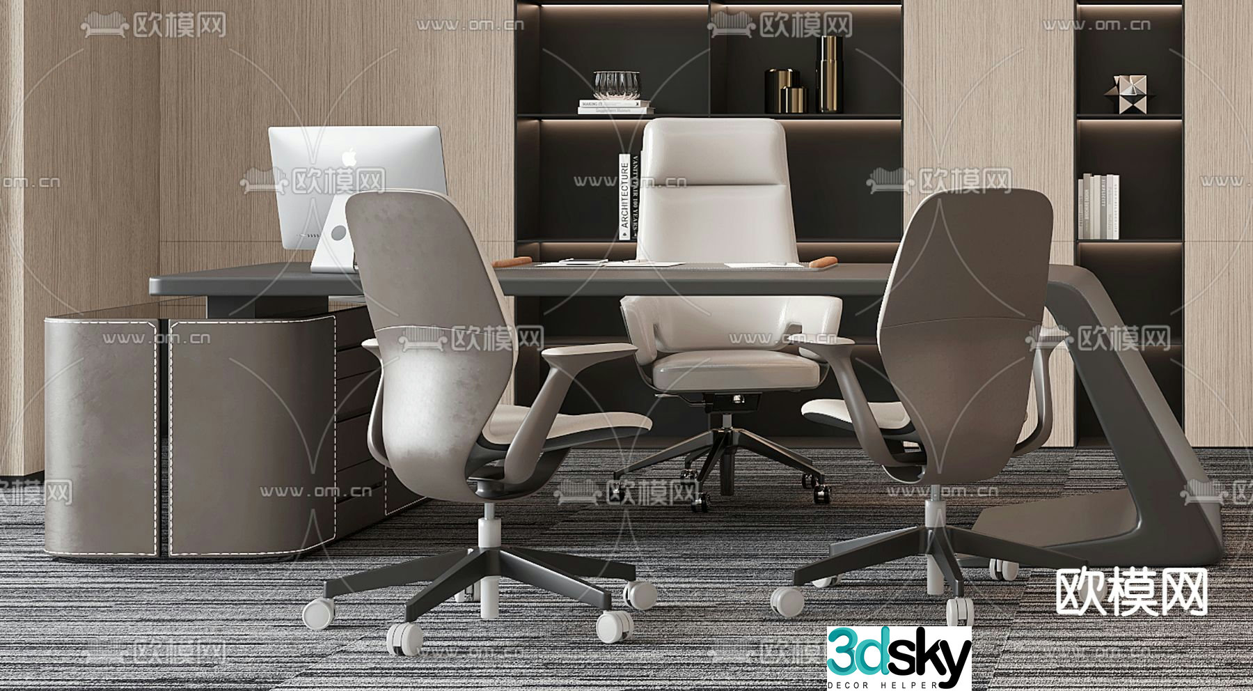 Modern desk table boss desk executive desk 3d model