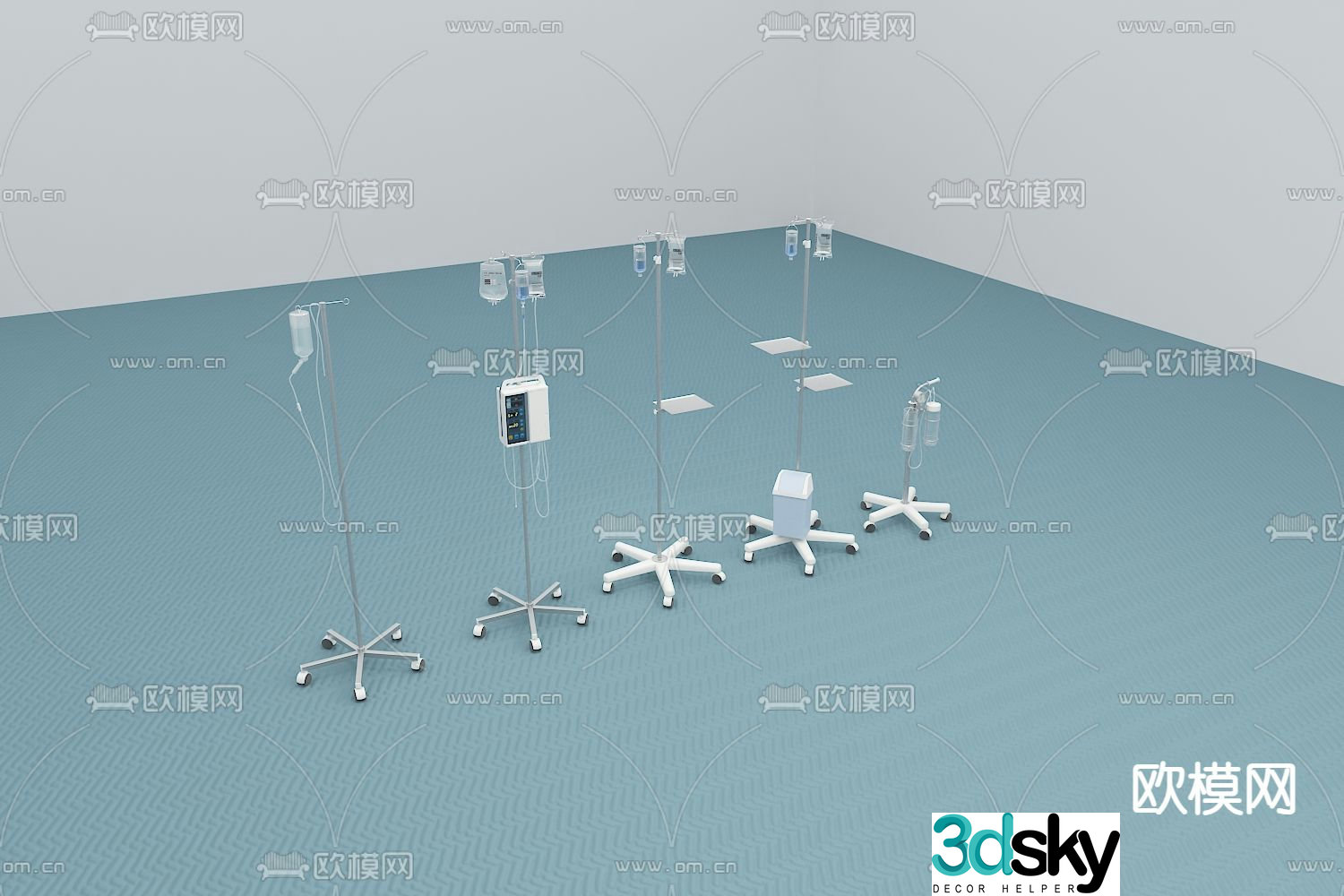 Infusion stand, drip stand, needle stand 3D model