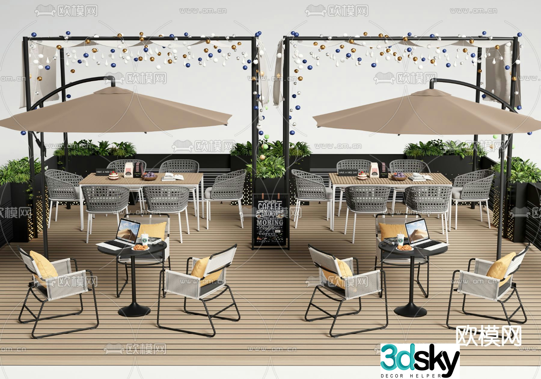 Outdoor dining table and chairs leisure tables and chairs outdoor tables and chairs 3d model