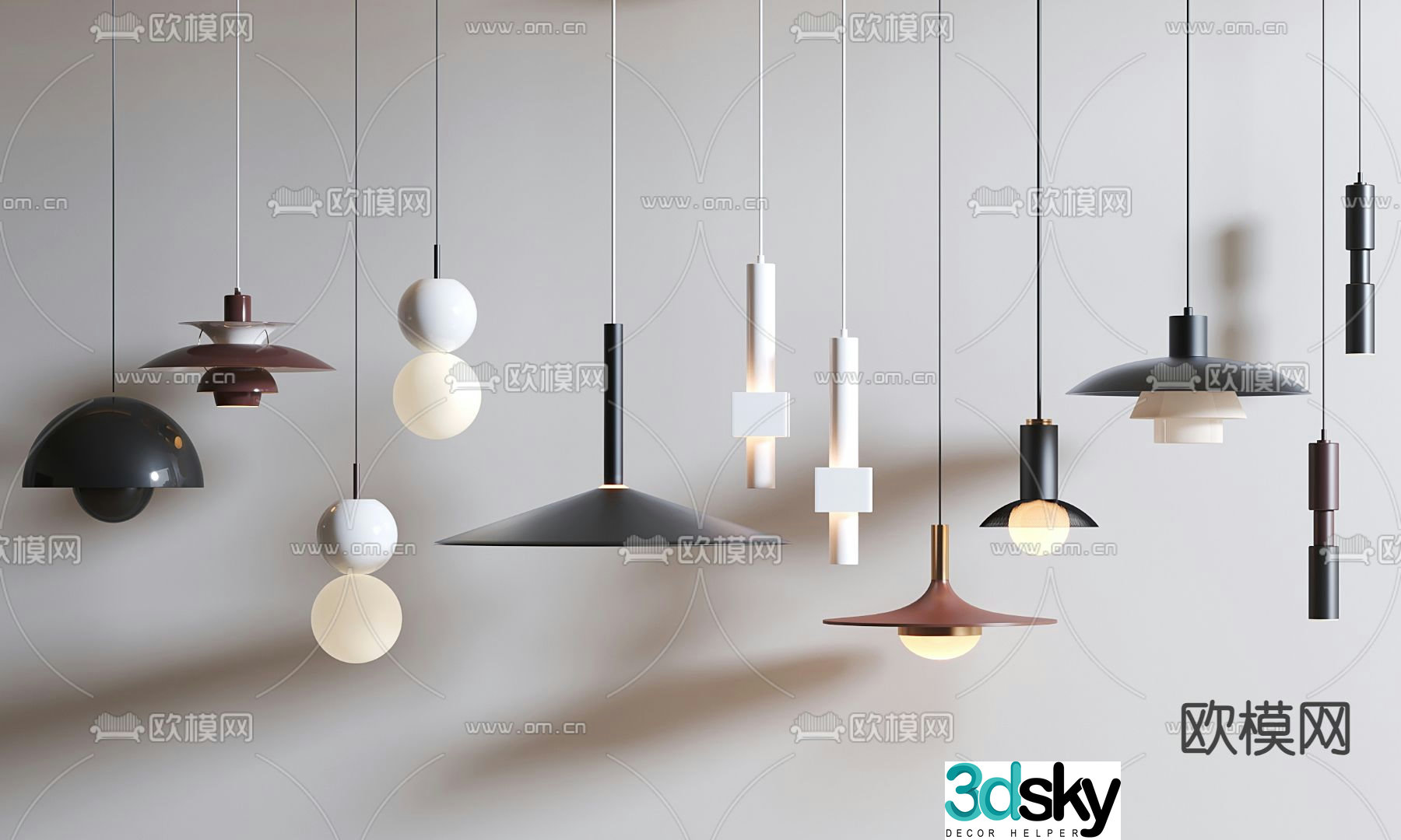 Modern chandelier bedside chandelier metal chandelier 3d model
