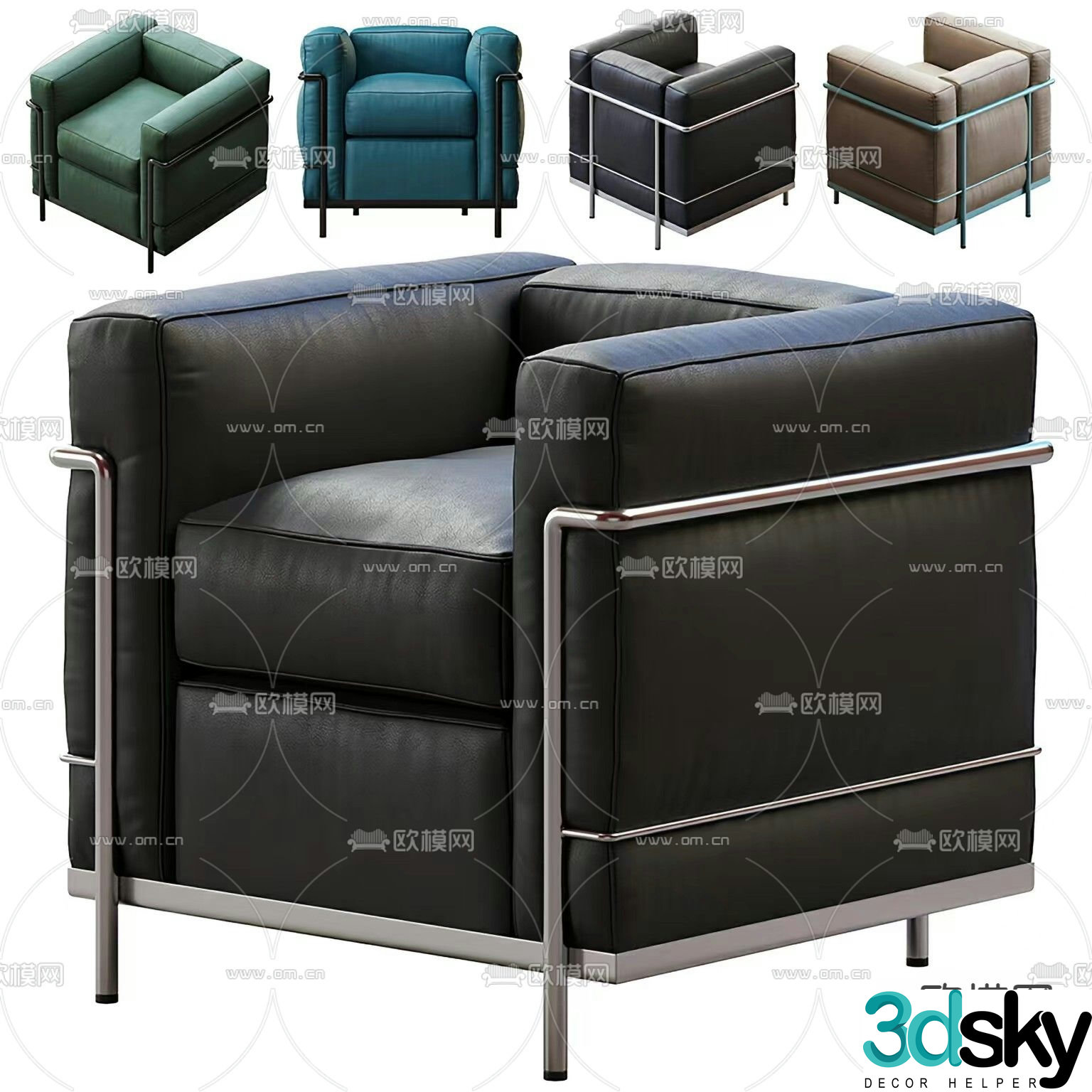 Cassina armchair leather armchair 3d model