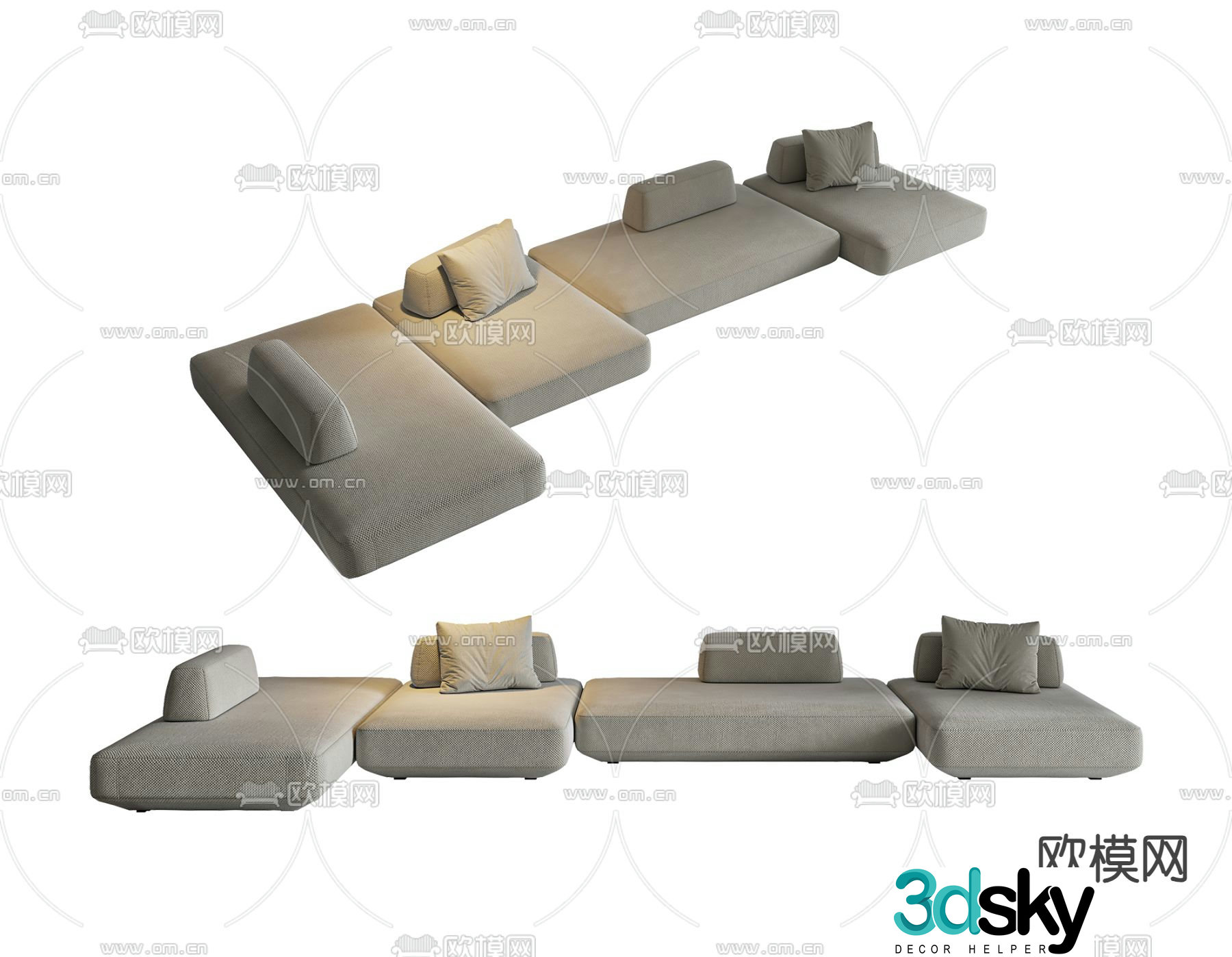 Arflex special-shaped sofa splicing sofa island sofa 3d model