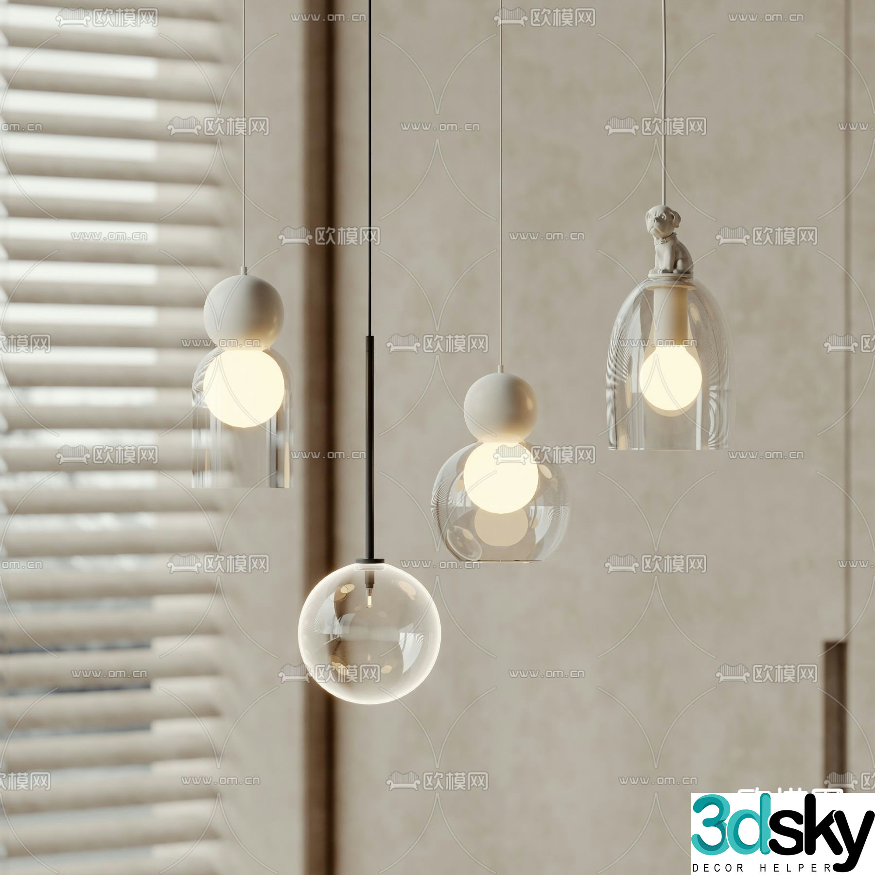 Glass small chandelier 3d model