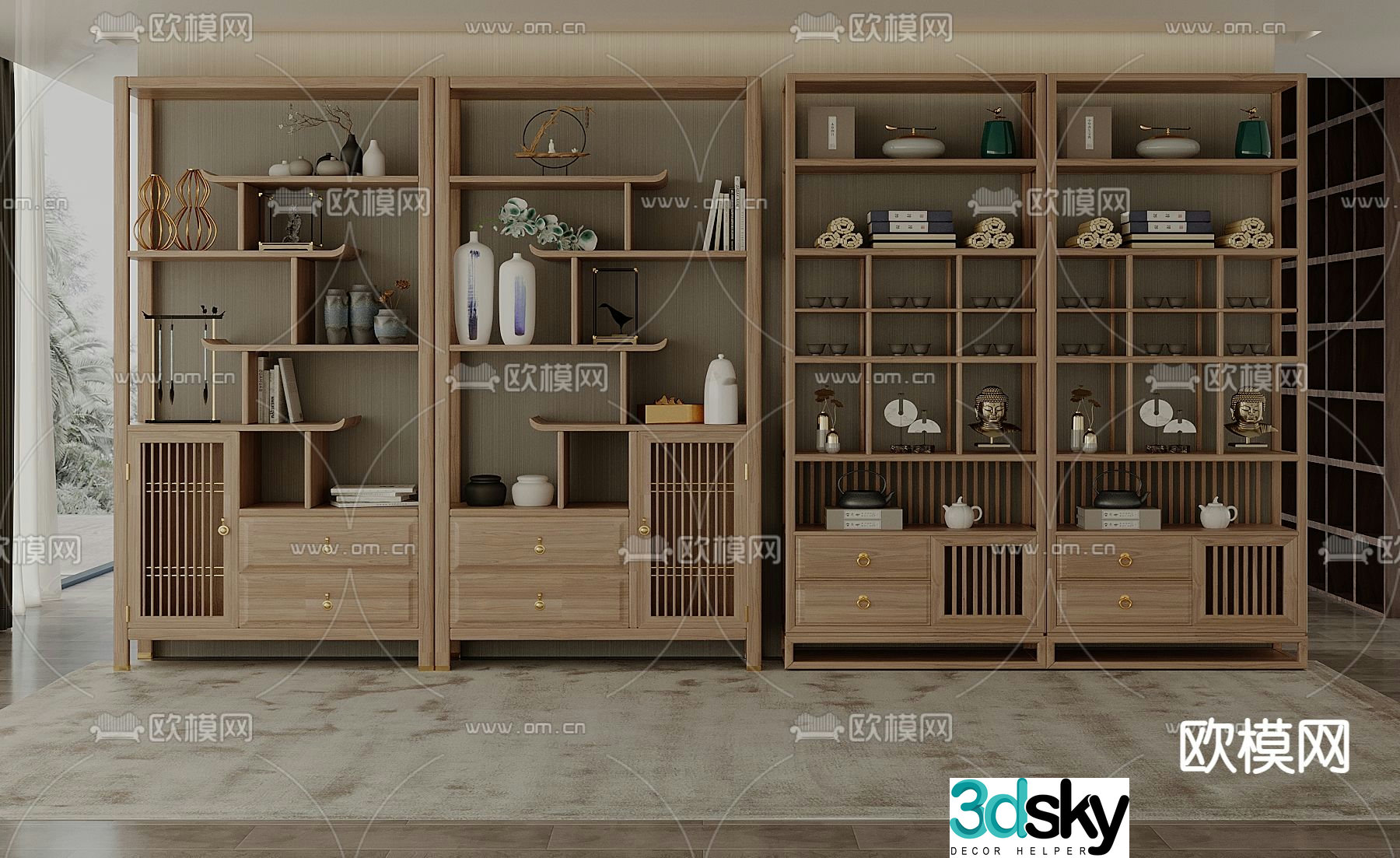 Chinese style decorative cabinet Bogu rack storage rack 3D model