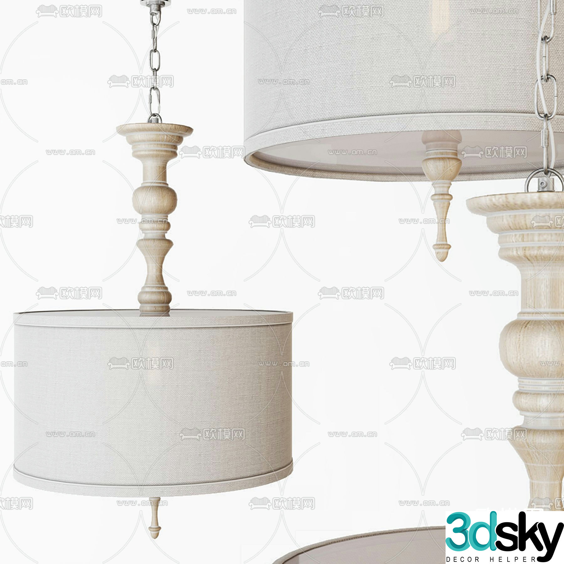 Wasabi Chandelier Fabric Chandelier 3D Model