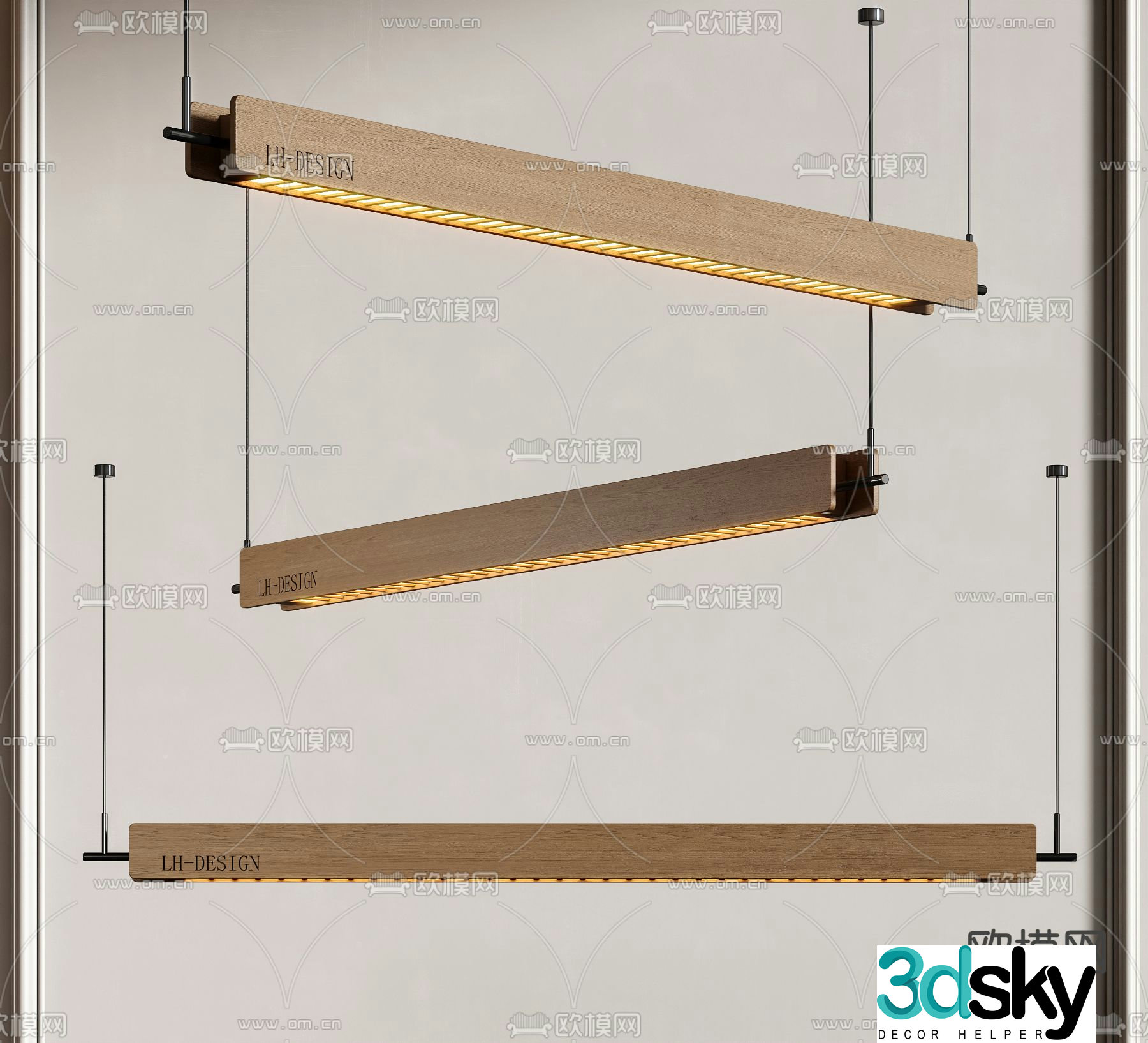 Office chandelier Long chandelier 3d model