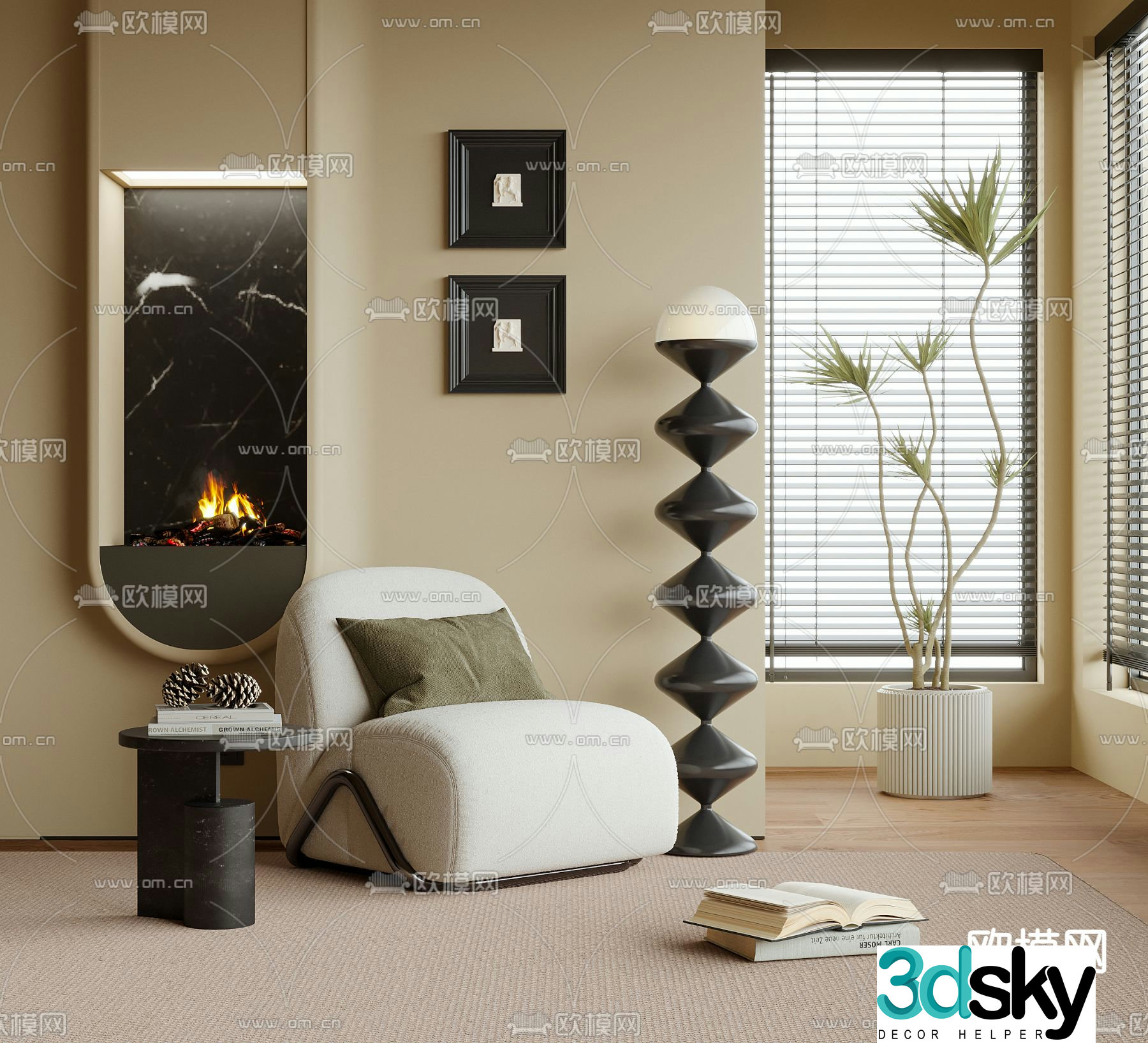 Sofa chair leisure chair table 3d model