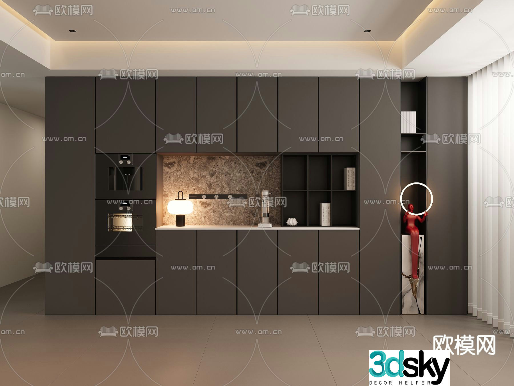 Italian wine cabinet sideboard 3D model