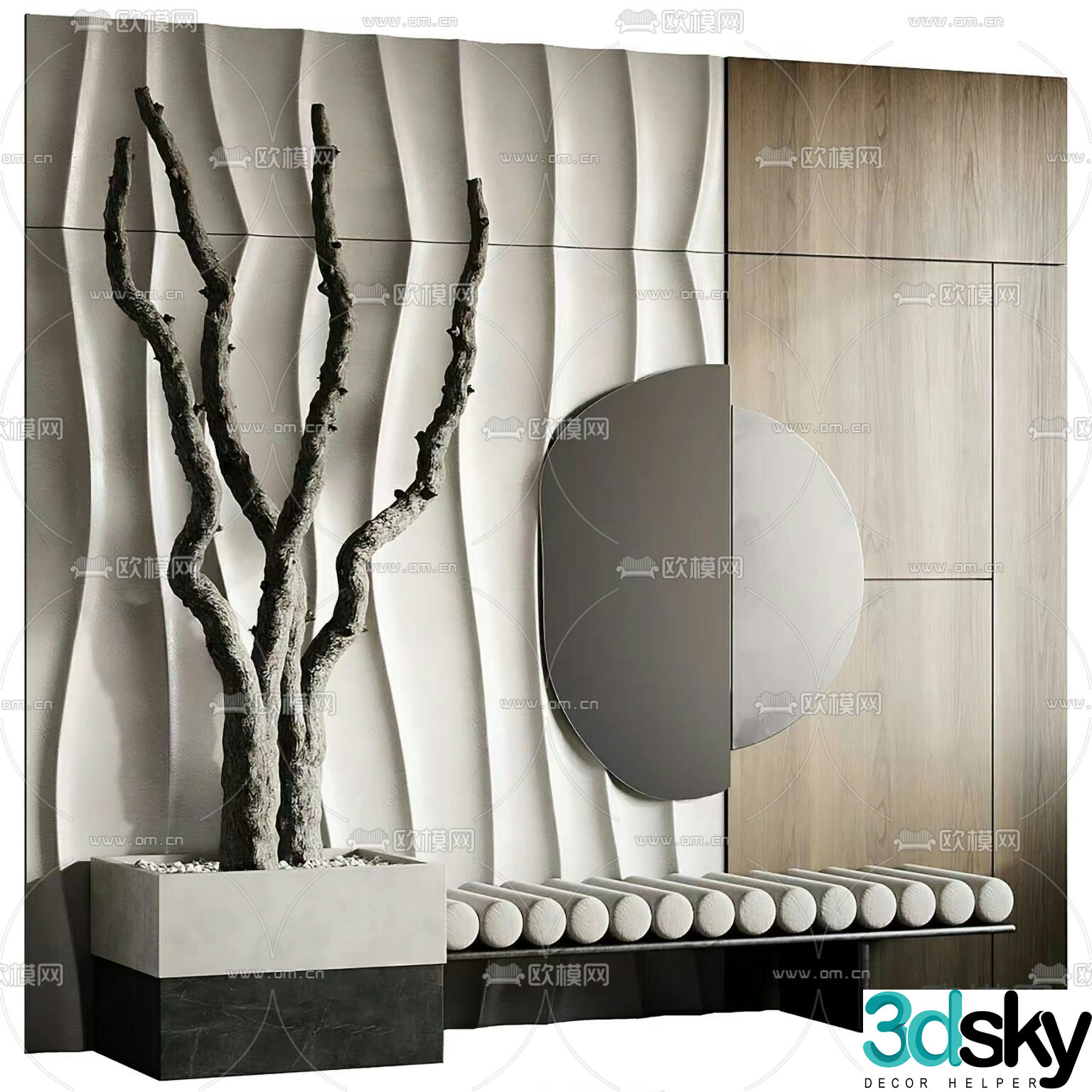 Entrance wall modeling wall shoe replacement stool 3D model