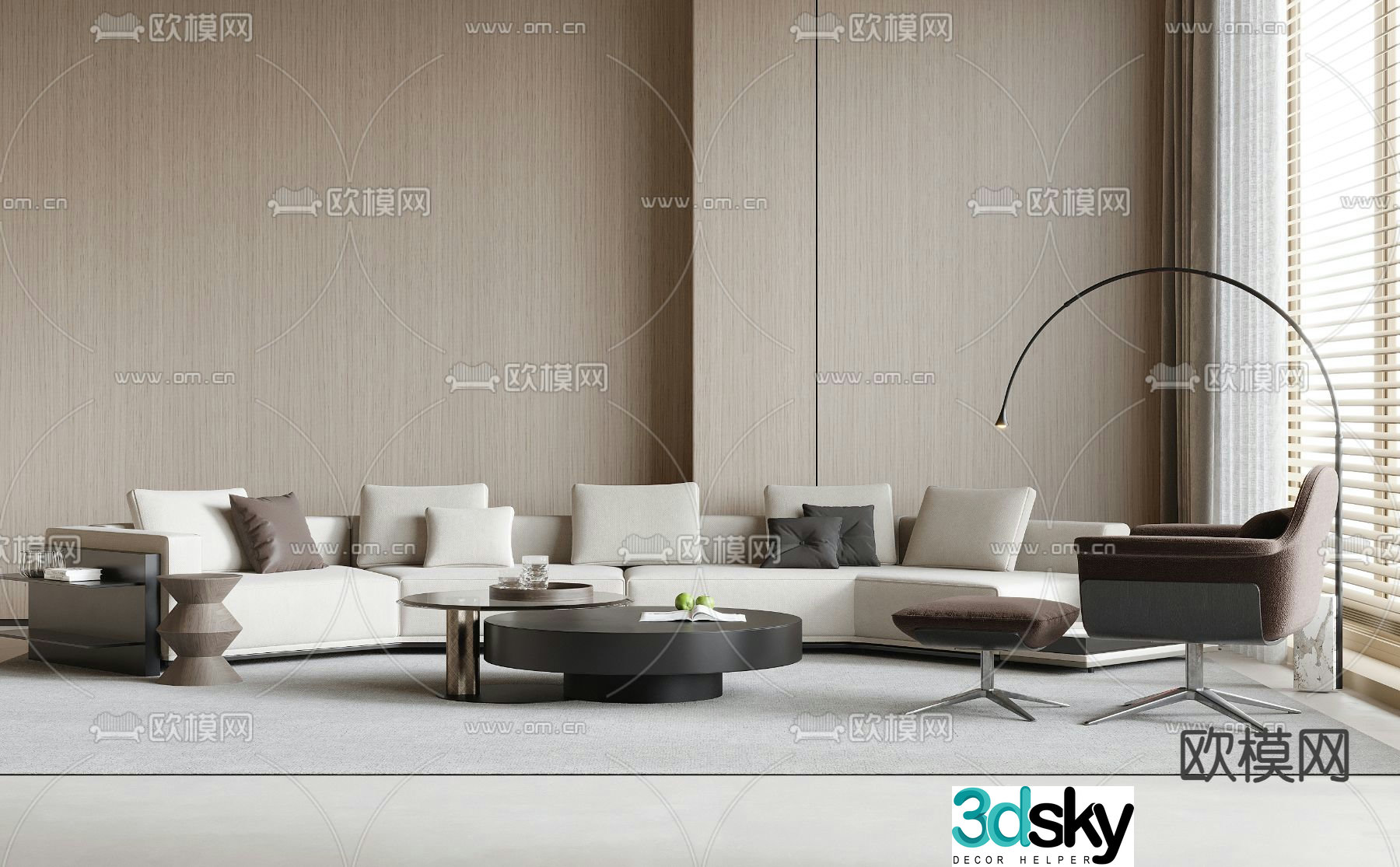Modern modular sofa curved sofa 3d model