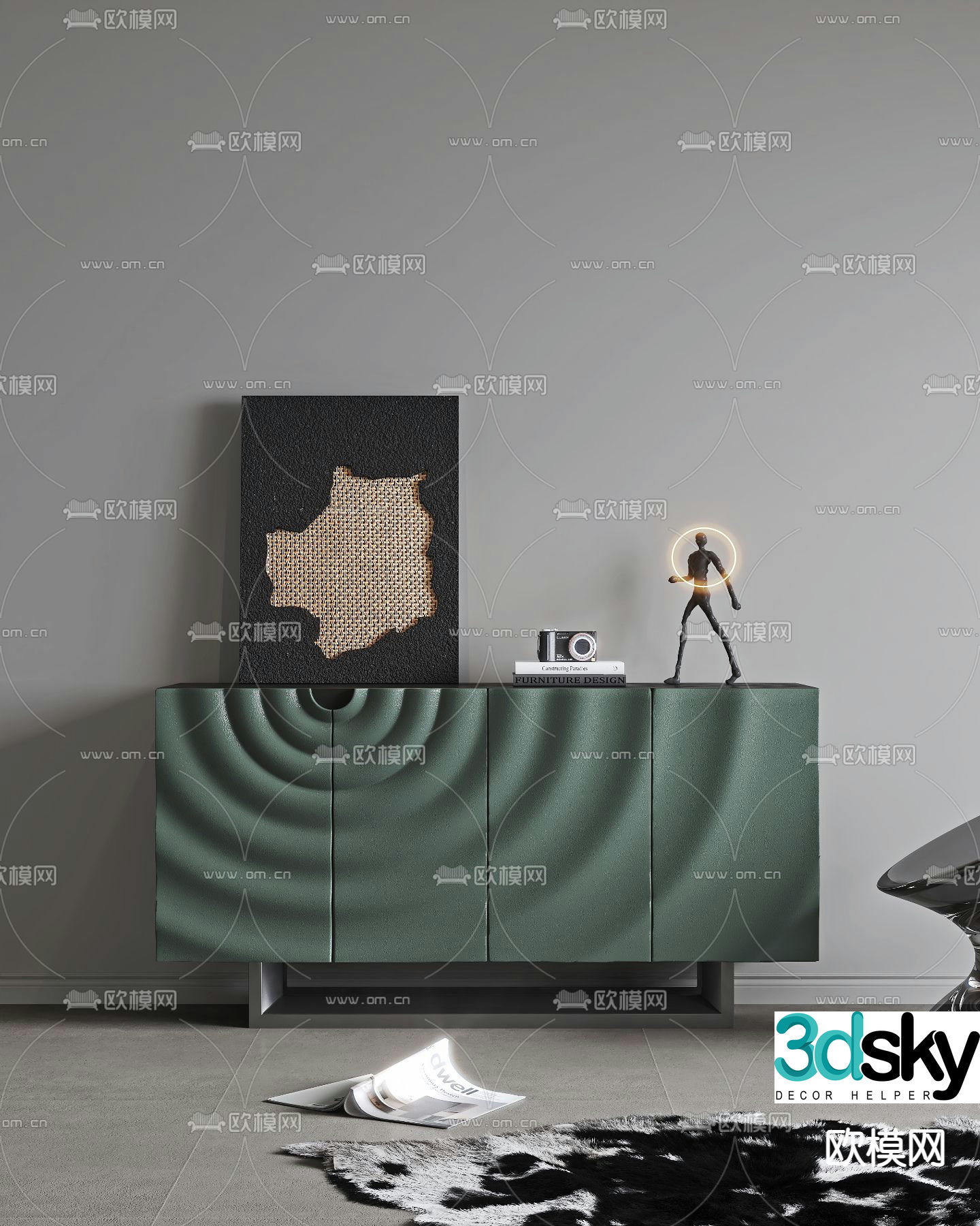 Modern side cabinet entrance cabinet end view cabinet 3D model