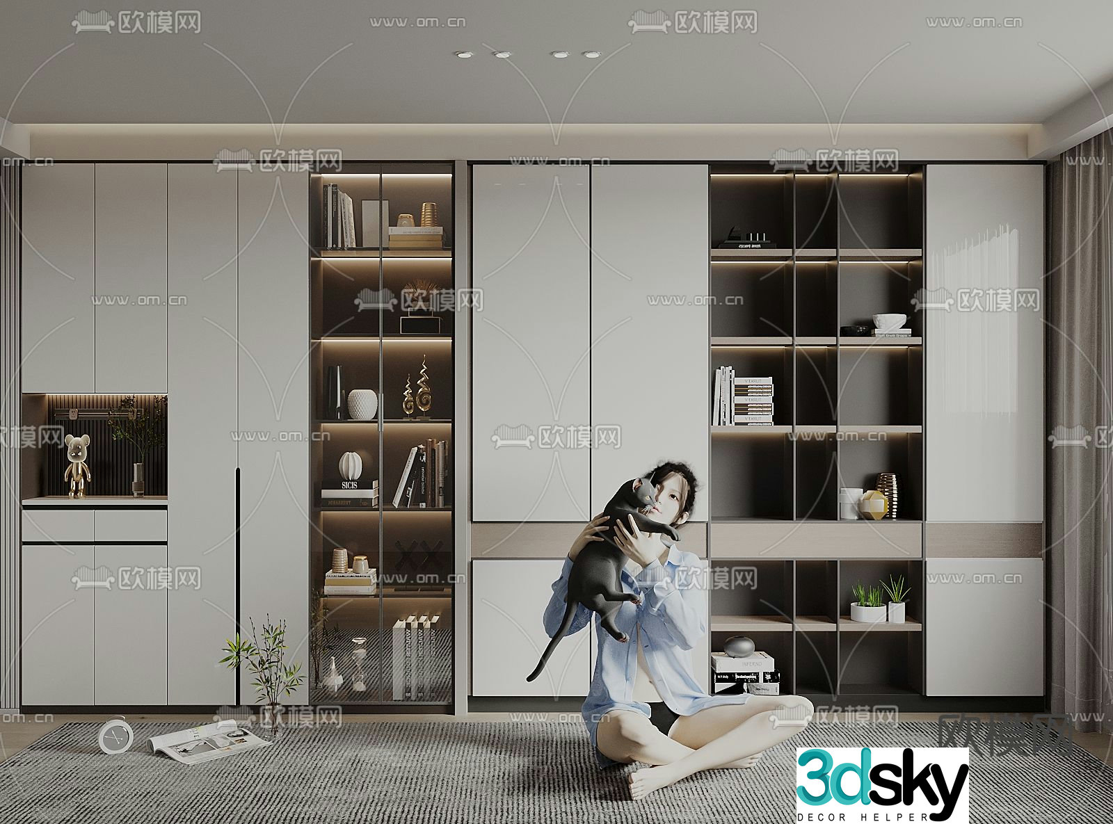Bookcase Showcase Integrated Cabinet 3D Model