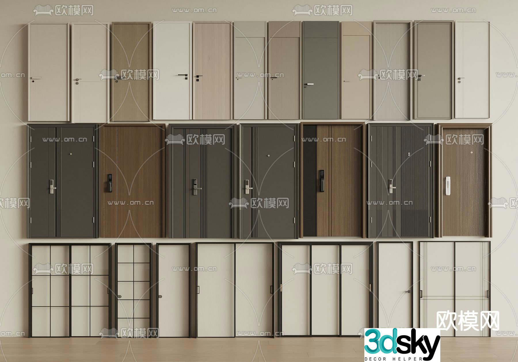Entrance door Security door Bedroom door Sliding door 3D model