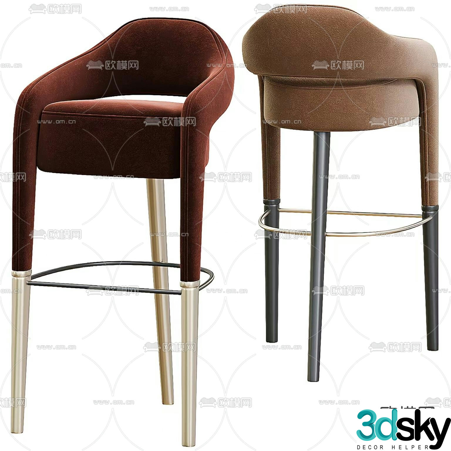 INVICTA light luxury bar stool bar stool high stool 3D model