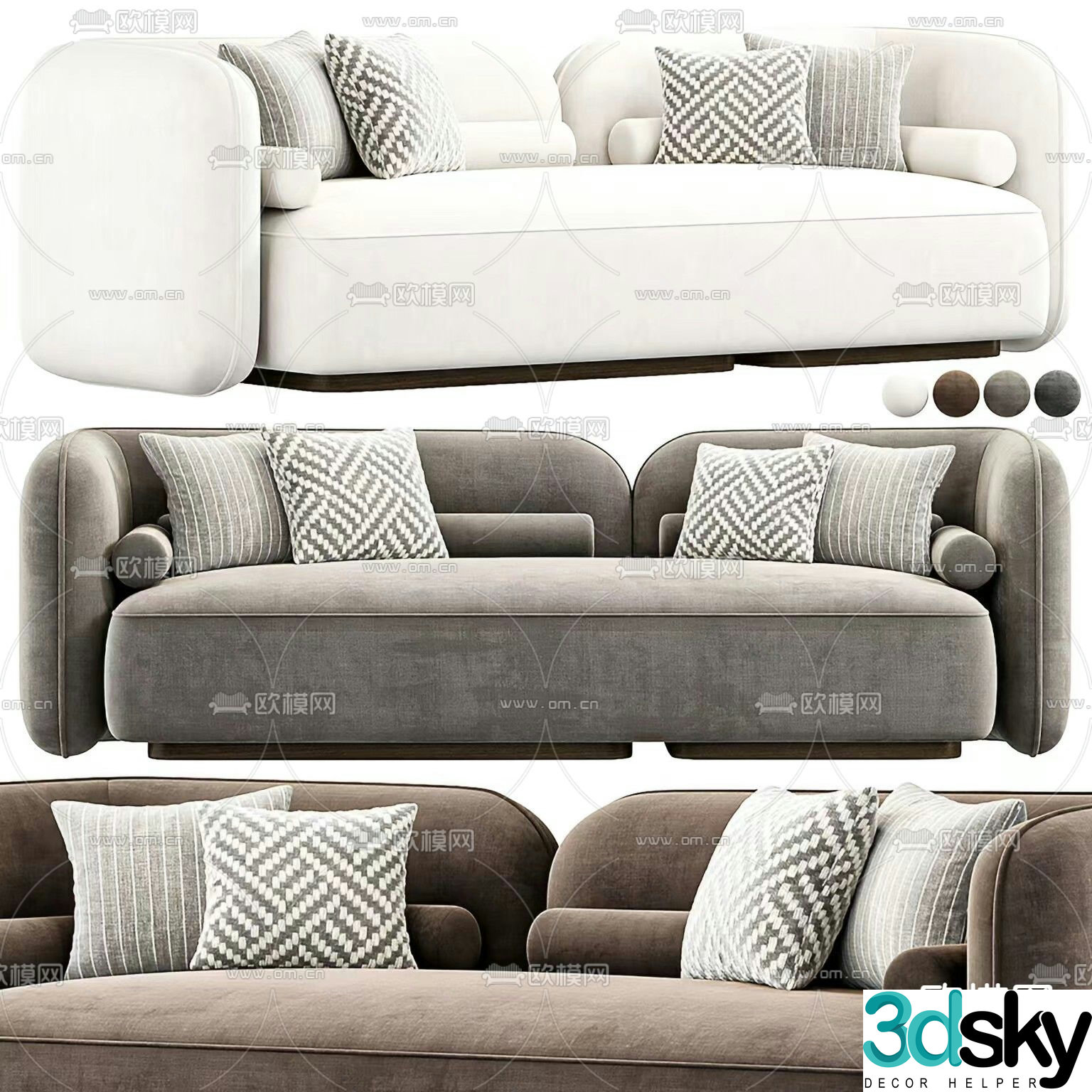 Modern three-seat sofa 3d model