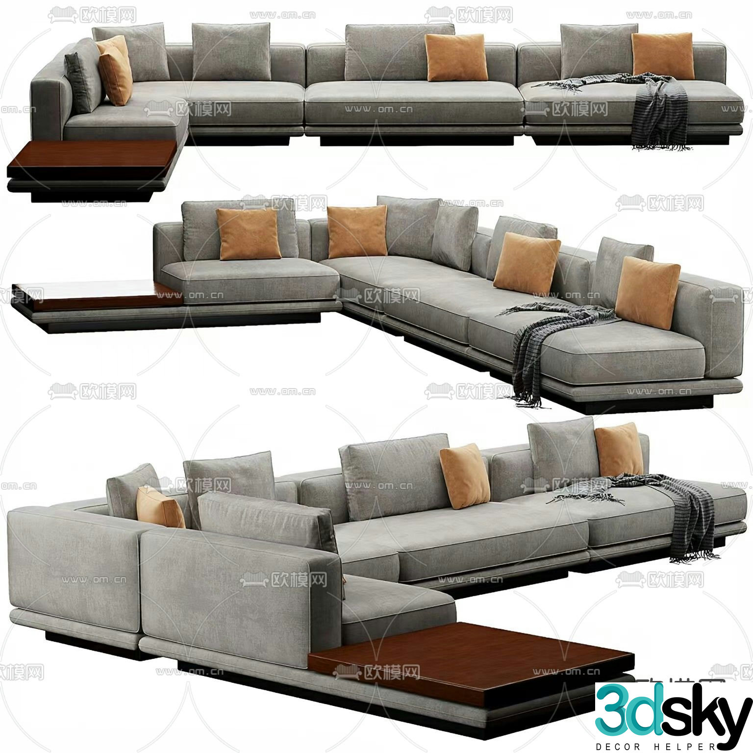 Modern multi-seater sofa 3d model