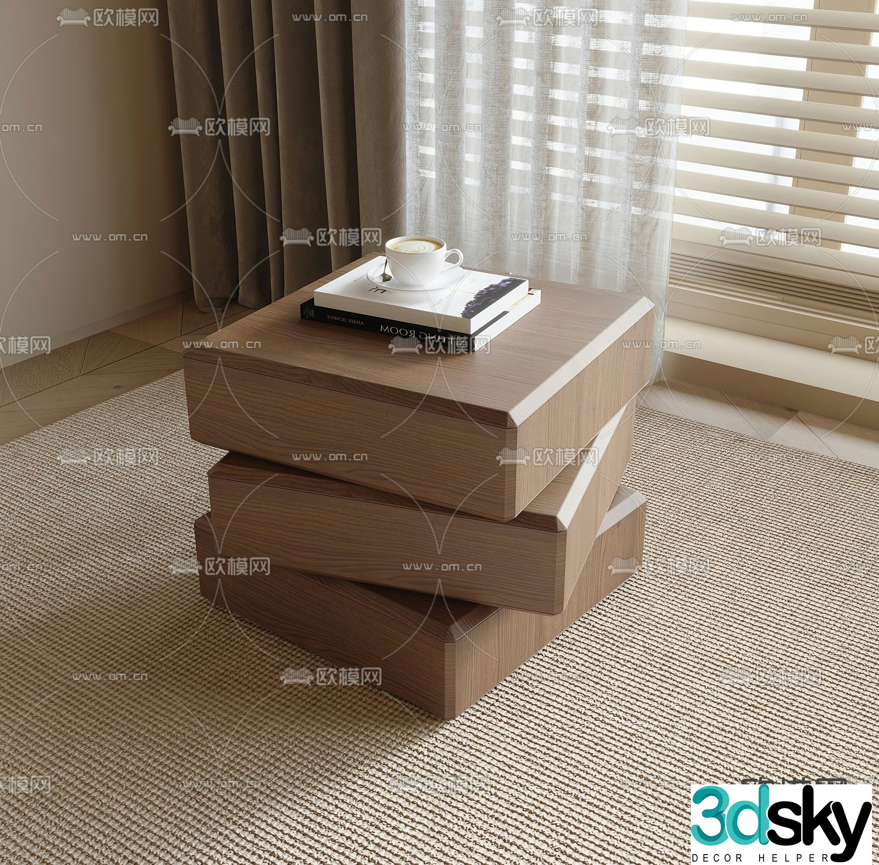 wabi-sabi bedside table 3d model