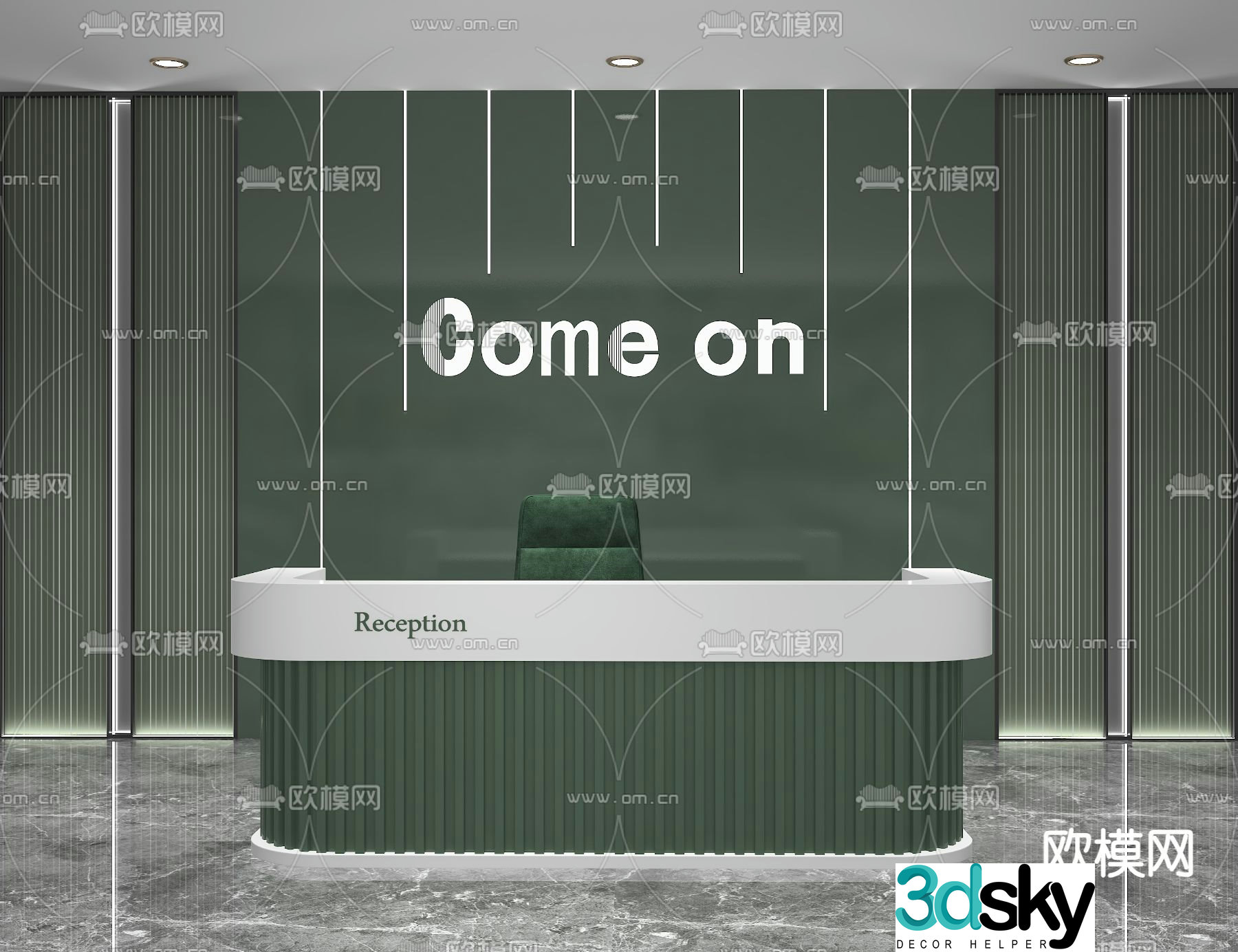 Front desk service desk reception desk 3d model