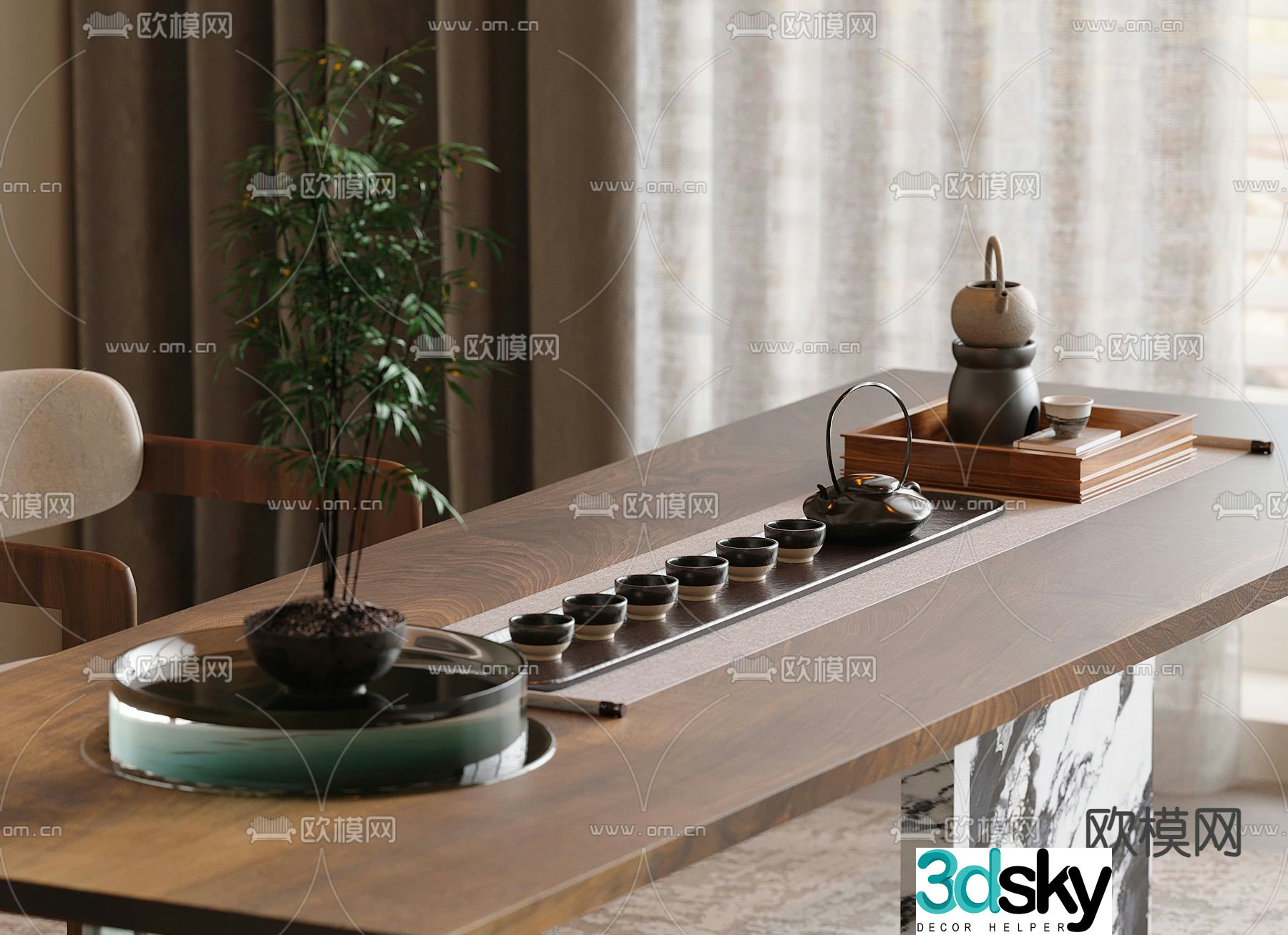 Modern tea set teapot tea cup 3d model