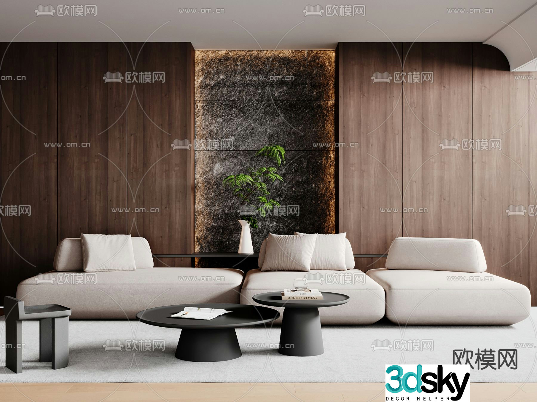 Three seater sofa island sofa 3d model