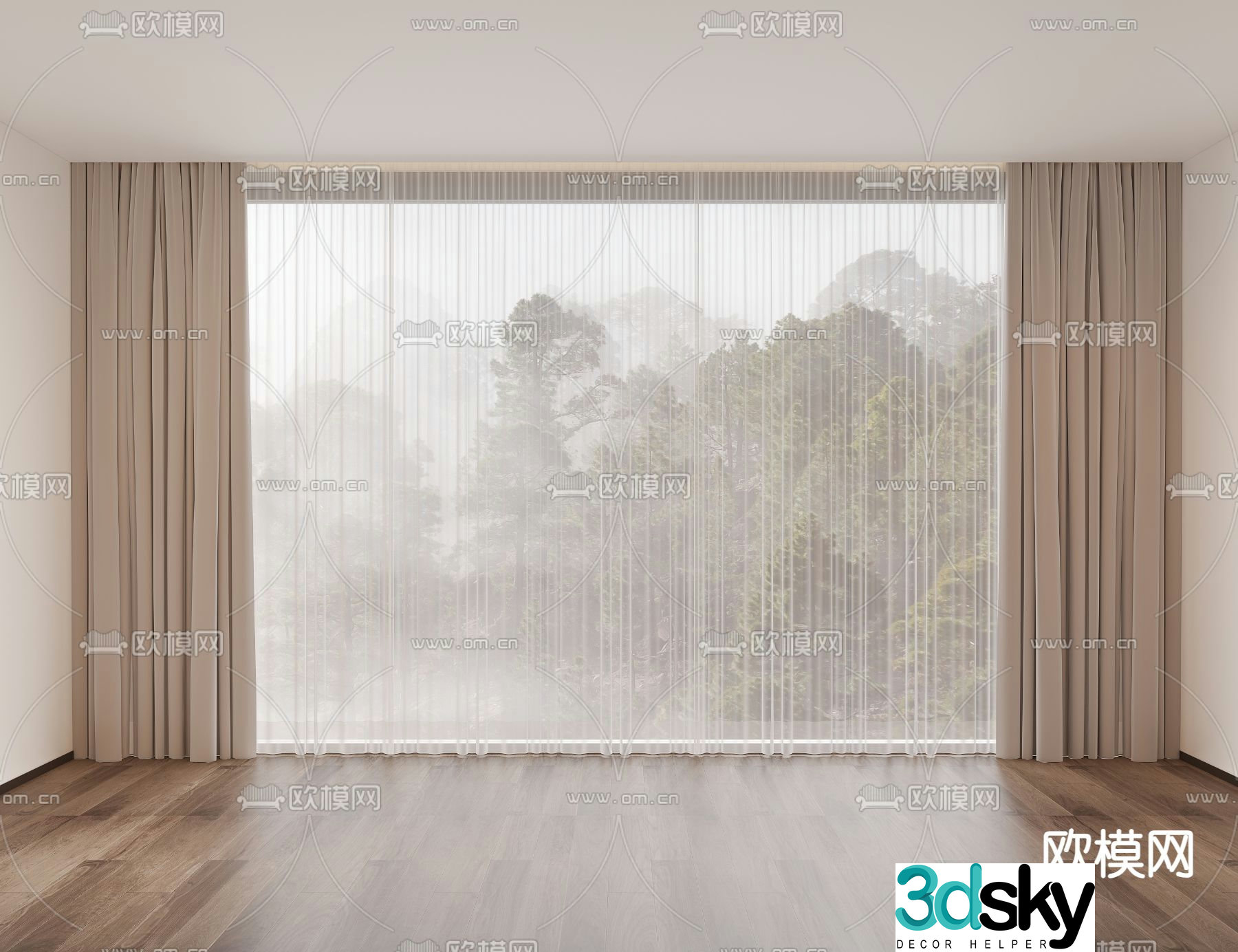 Plain curtains 3d model