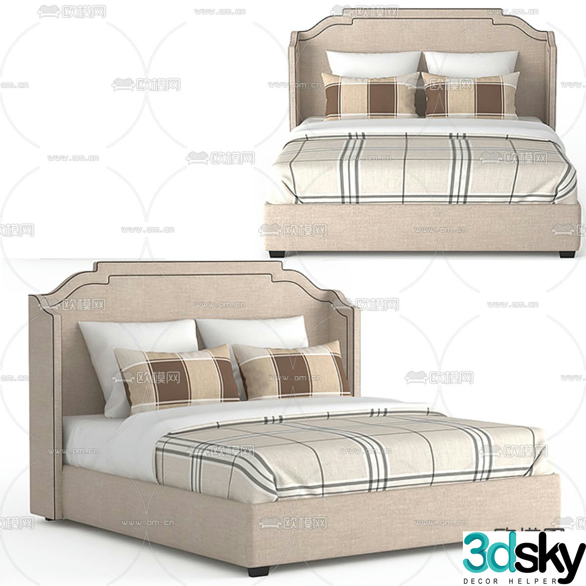 Modern double bed 3d model