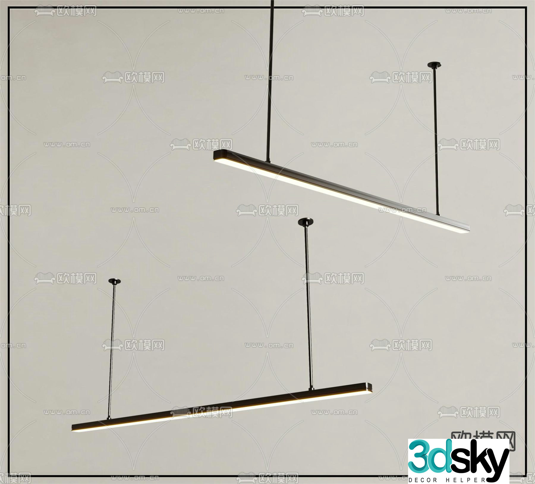Office chandelier Long chandelier 3d model