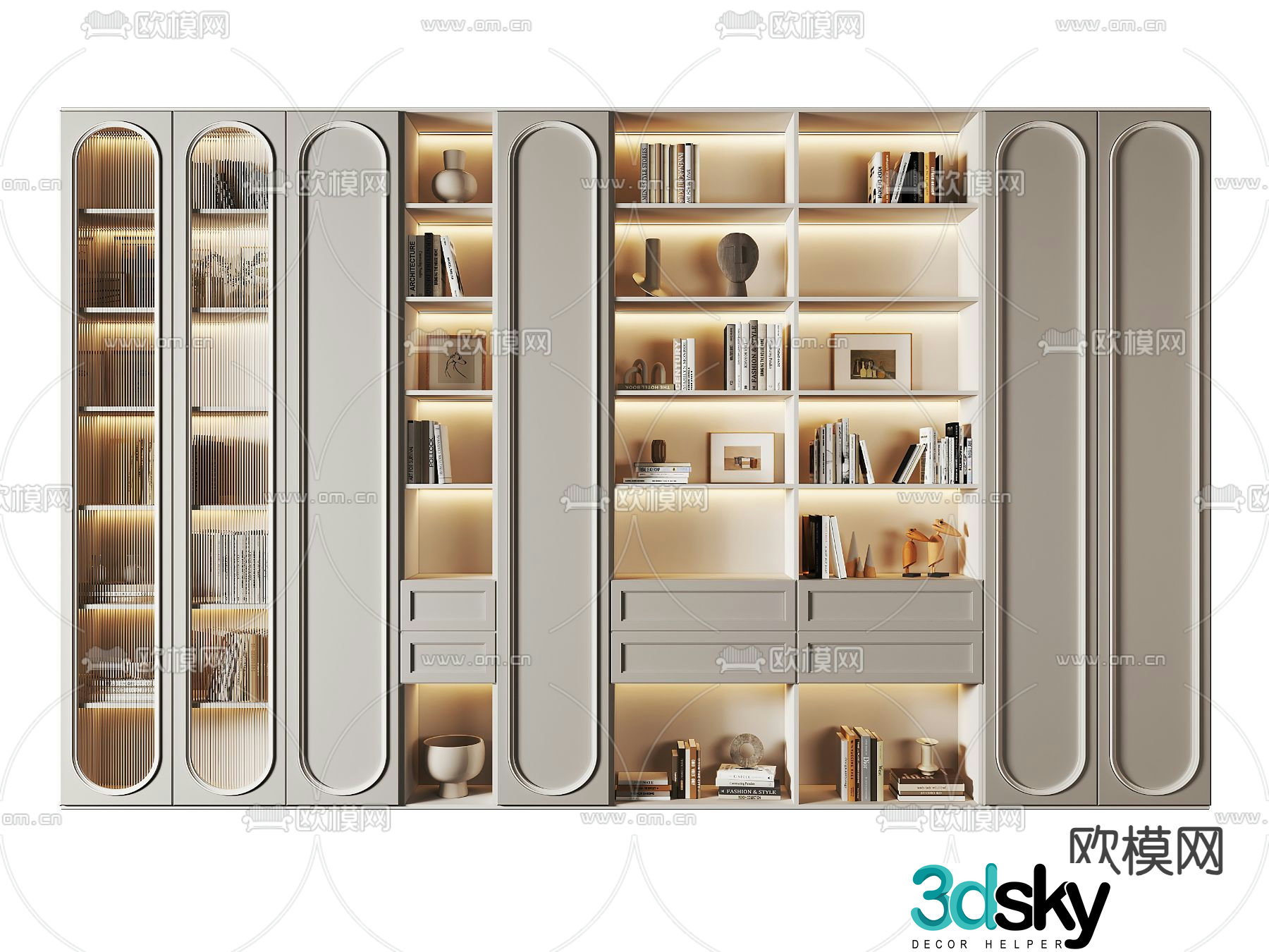 French bookcase bookshelf 3d model