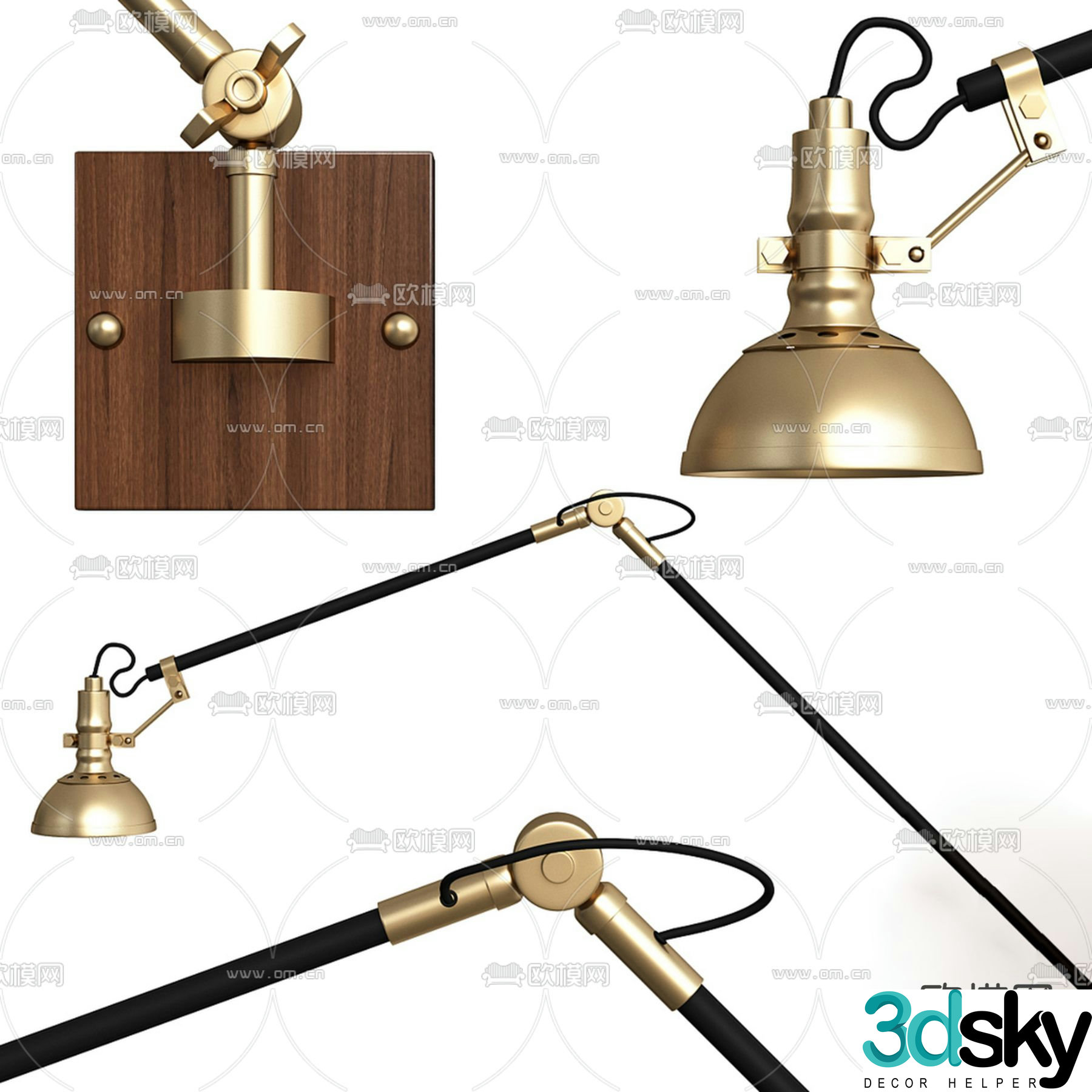 Swing arm wall light 3d model