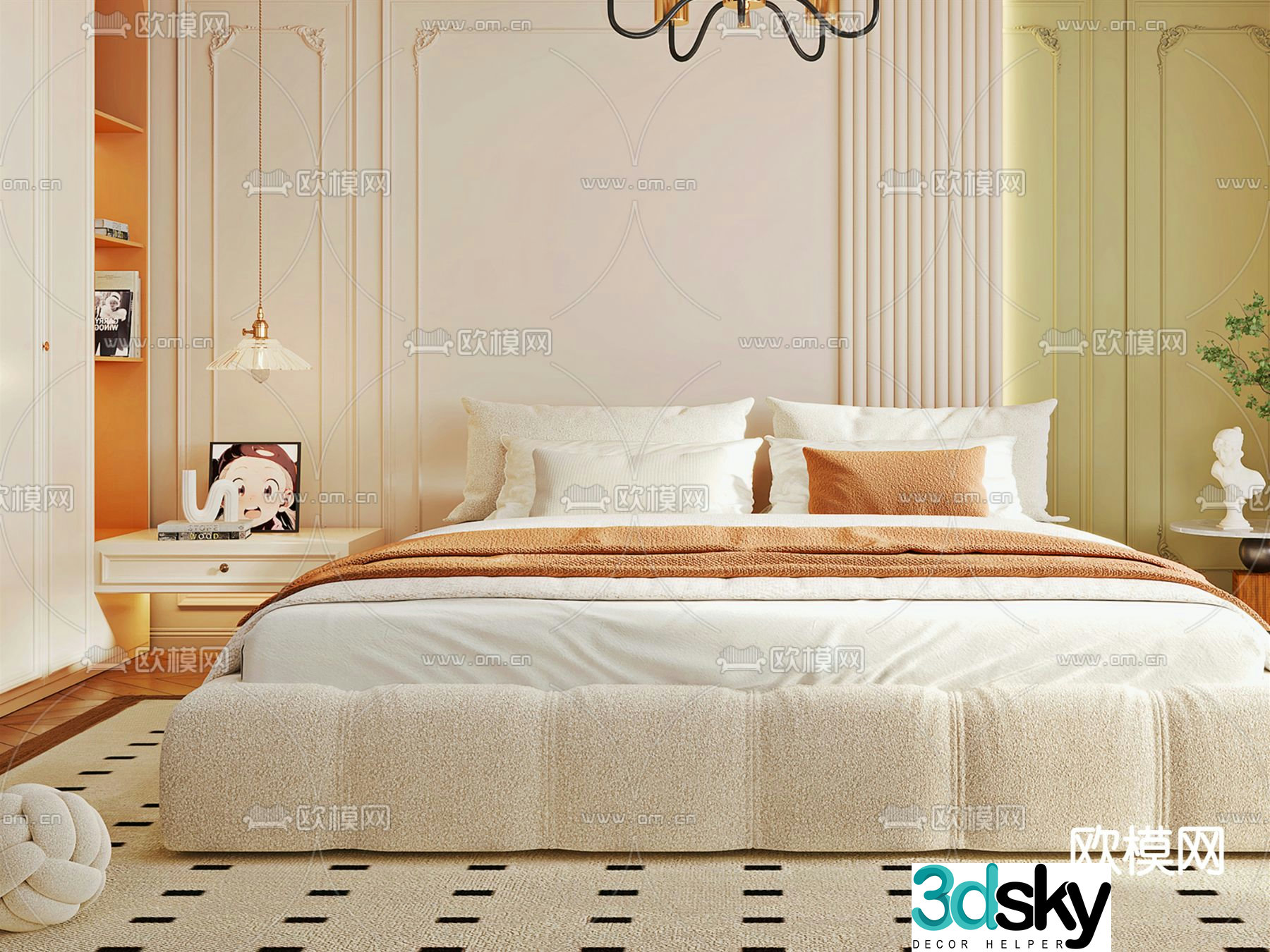 Creamy Bedroom Master Bedroom Master Room 3D Model