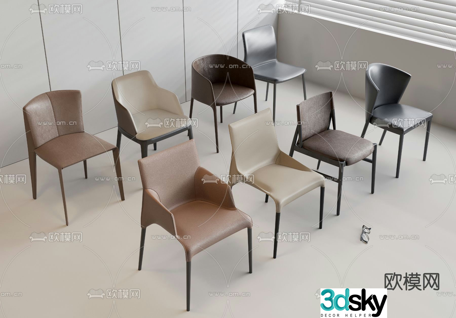 leather chair dining chair 3d model