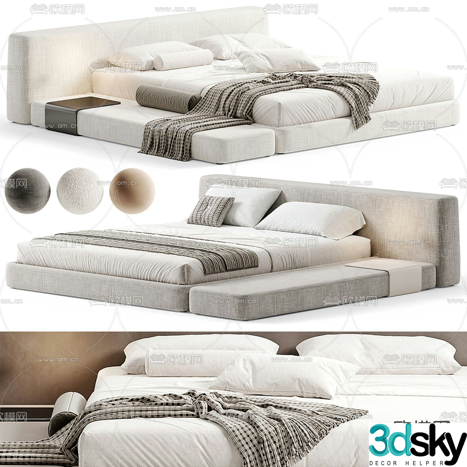 Como Casa modern double bed 3d model