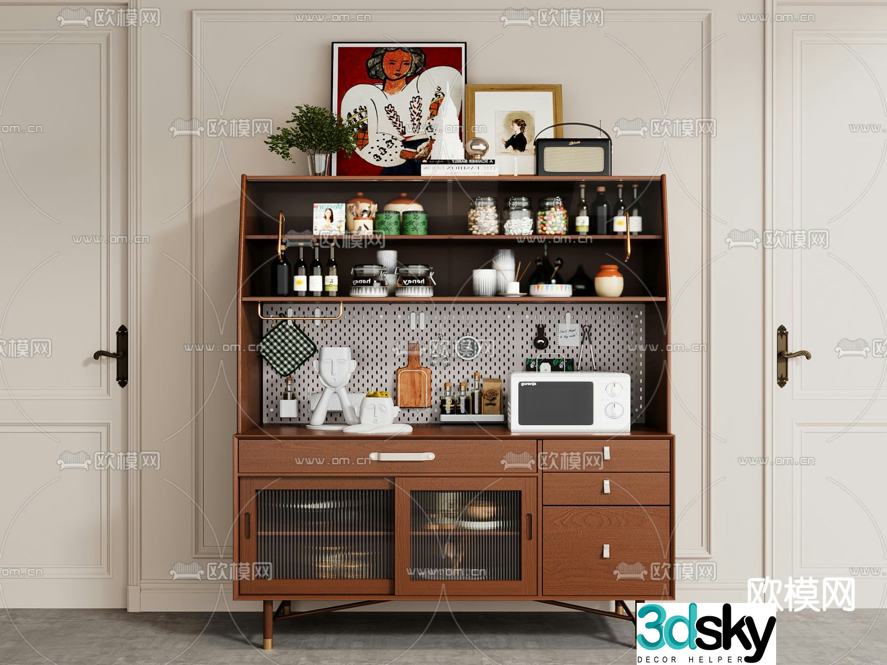 Medieval style sideboard 3d model