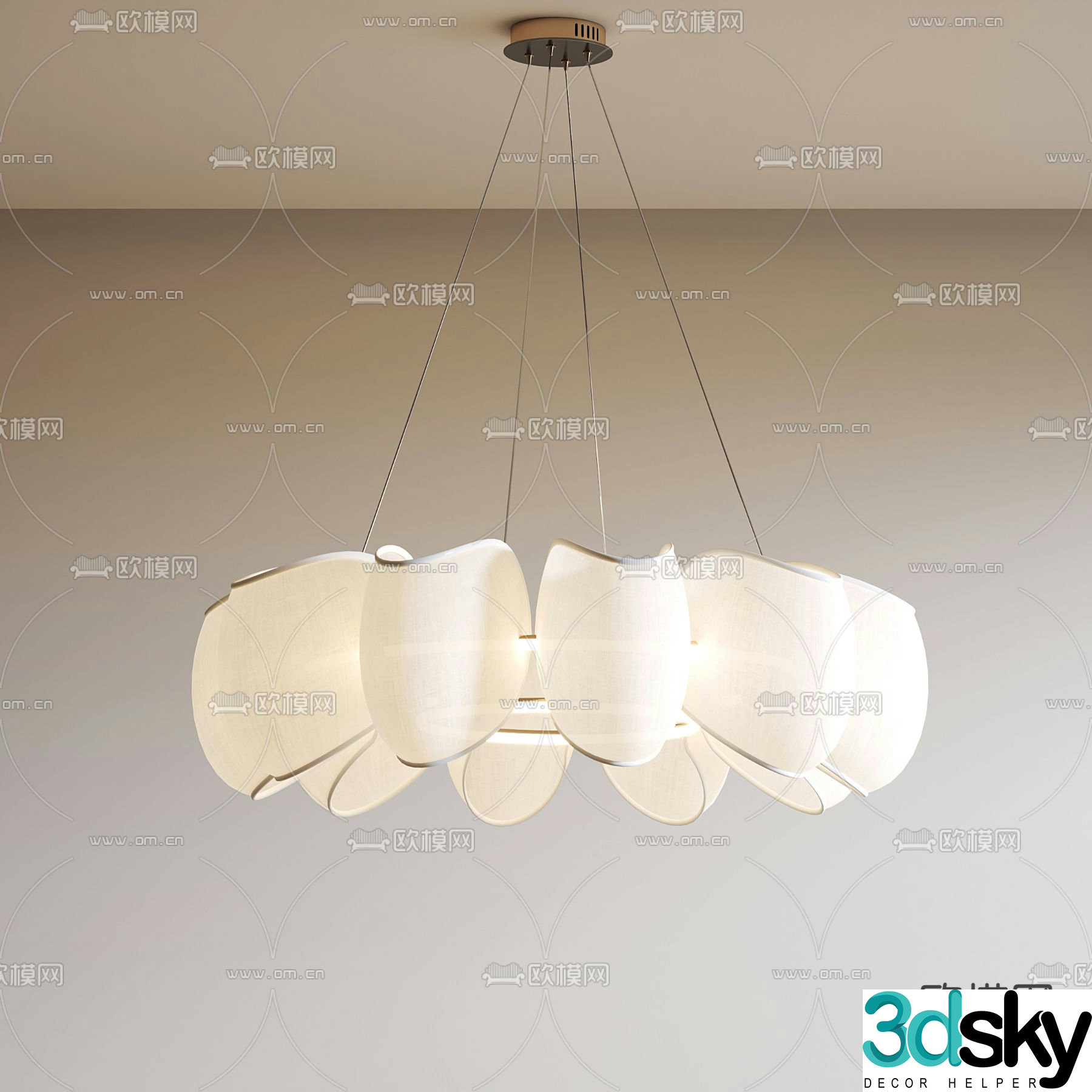 Cream style chandelier restaurant chandelier 3d model